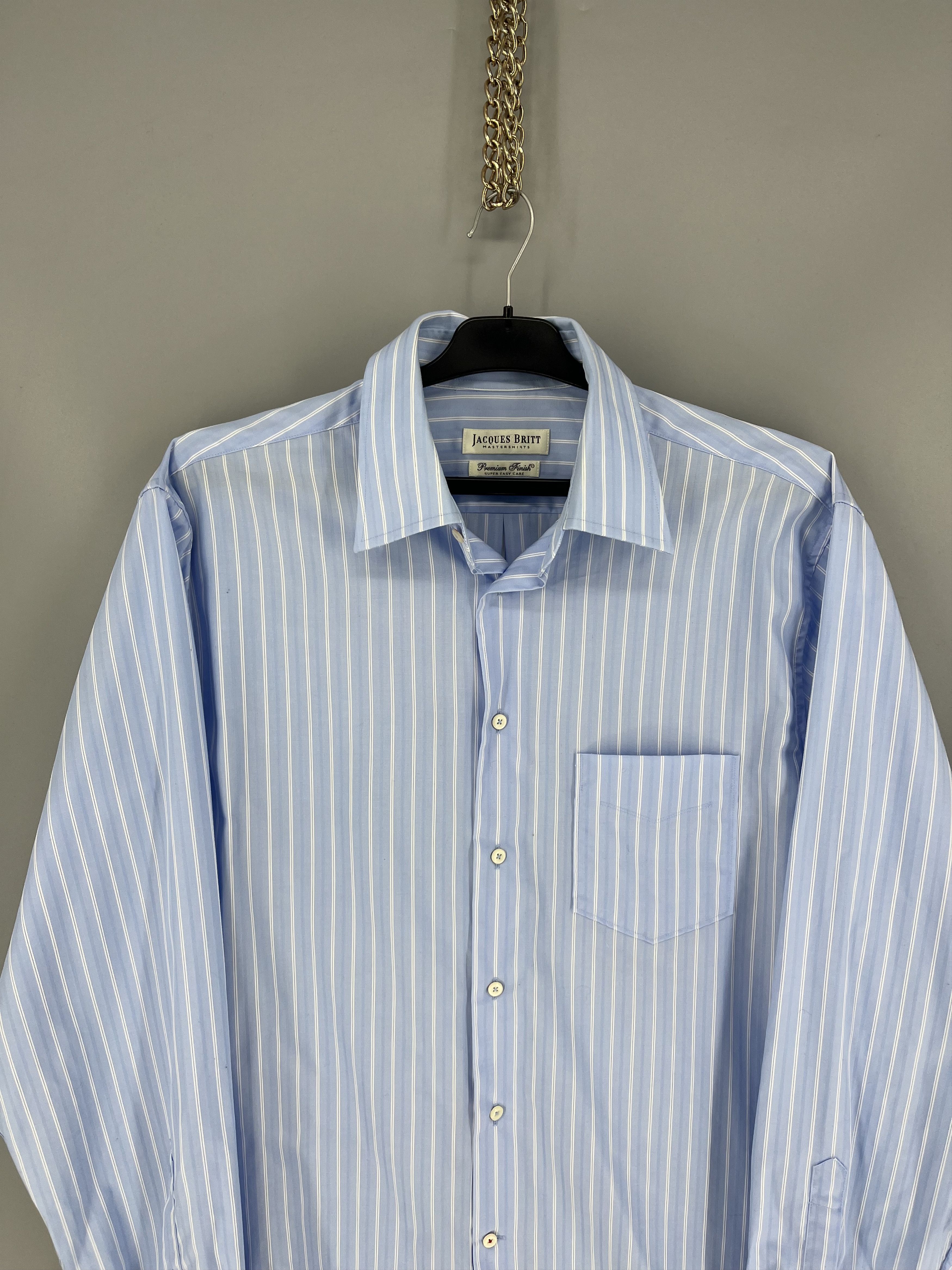 Vintage Jacques Britt Mens Blue White Striped Long Sleeve Button Size US M / EU 48-50 / 2 - 7 Thumbnail