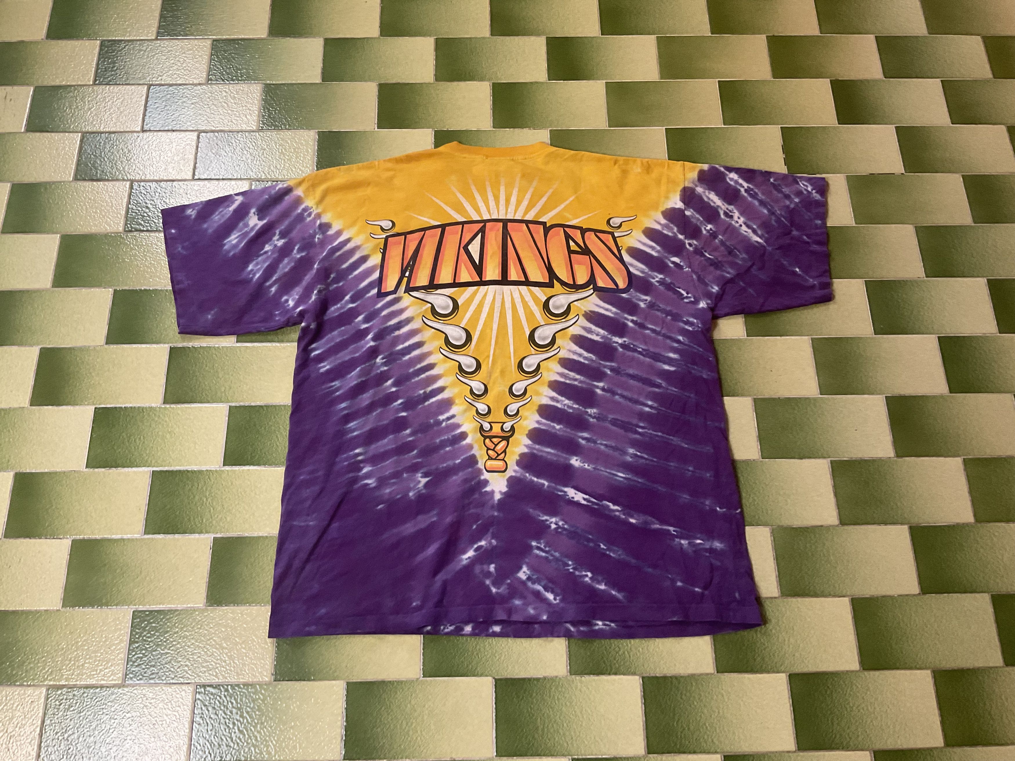 NFL Vintage 90s NFL Minnesota Vikings Tie Dye T-Shirt 2 Sided Size US XXL / EU 58 / 5 - 2 Thumbnail