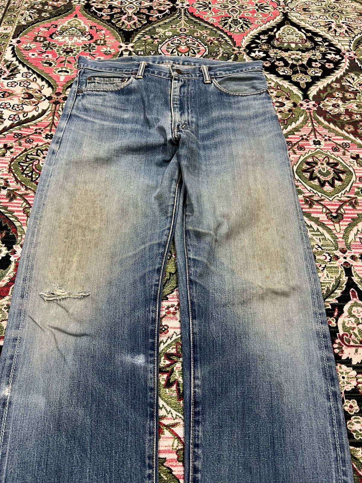 Levi's VINTAGE LEVIS 505 E LVC SELVEDGE DISTRESSED WASHED JEANS Size US 32 / EU 48 - 3 Thumbnail