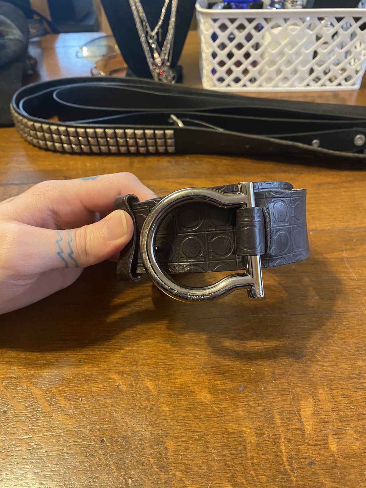 Salvatore Ferragamo × Vintage ferragamo vintage leather big buckle belt Size ONE SIZE - 1 Thumbnail