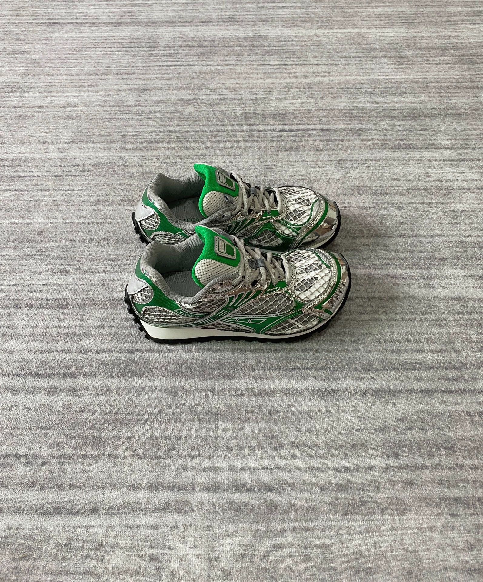 Bottega Veneta BV Orbit Green Silver Retro Running Shoe Women's 37 Size US 6.5 / IT 36.5 - 2 Thumbnail