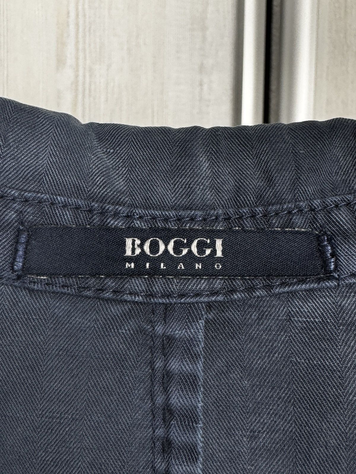 Boggi Boggi Milano blue striped stone washed linen blend blazer Size 42R - 10 Thumbnail