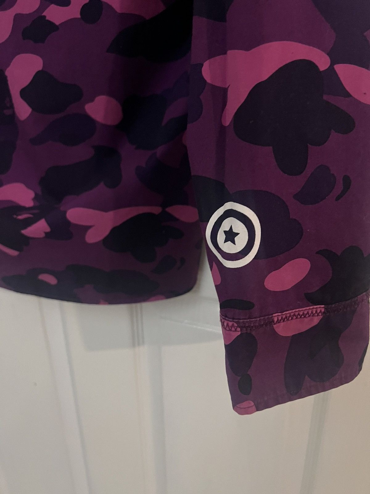 Bape Rare BAPE A Bathing Ape Purple Camo Shark Button Shirt Size US XL / EU 56 / 4 - 7 Thumbnail