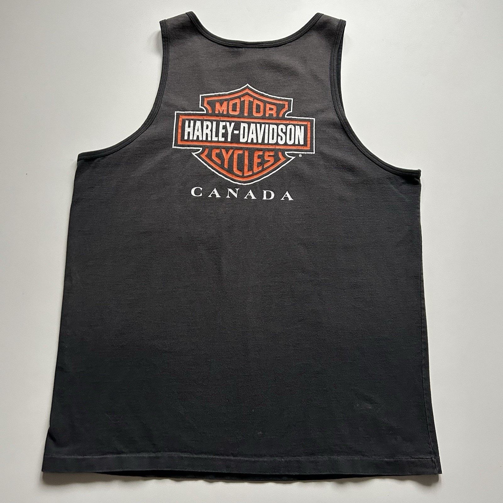 Harley Davidson × Vintage Vintage Harley Davidson Tank Top Shirt XL Faded Black Canada Size US XL / EU 56 / 4 - 4 Thumbnail