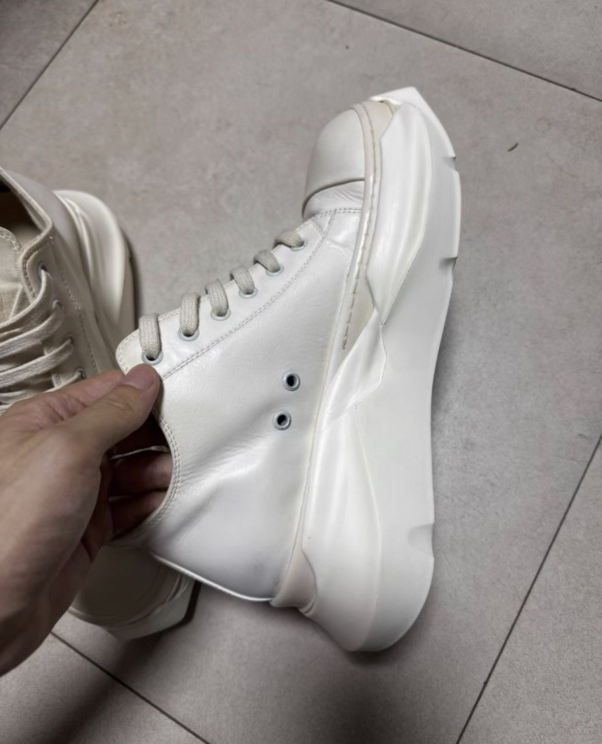 Rick Owens Rick Owens DRKSHDW Tank Sole Milk White Leather Sneakers K37 Size US 7 / EU 40 - 5 Thumbnail