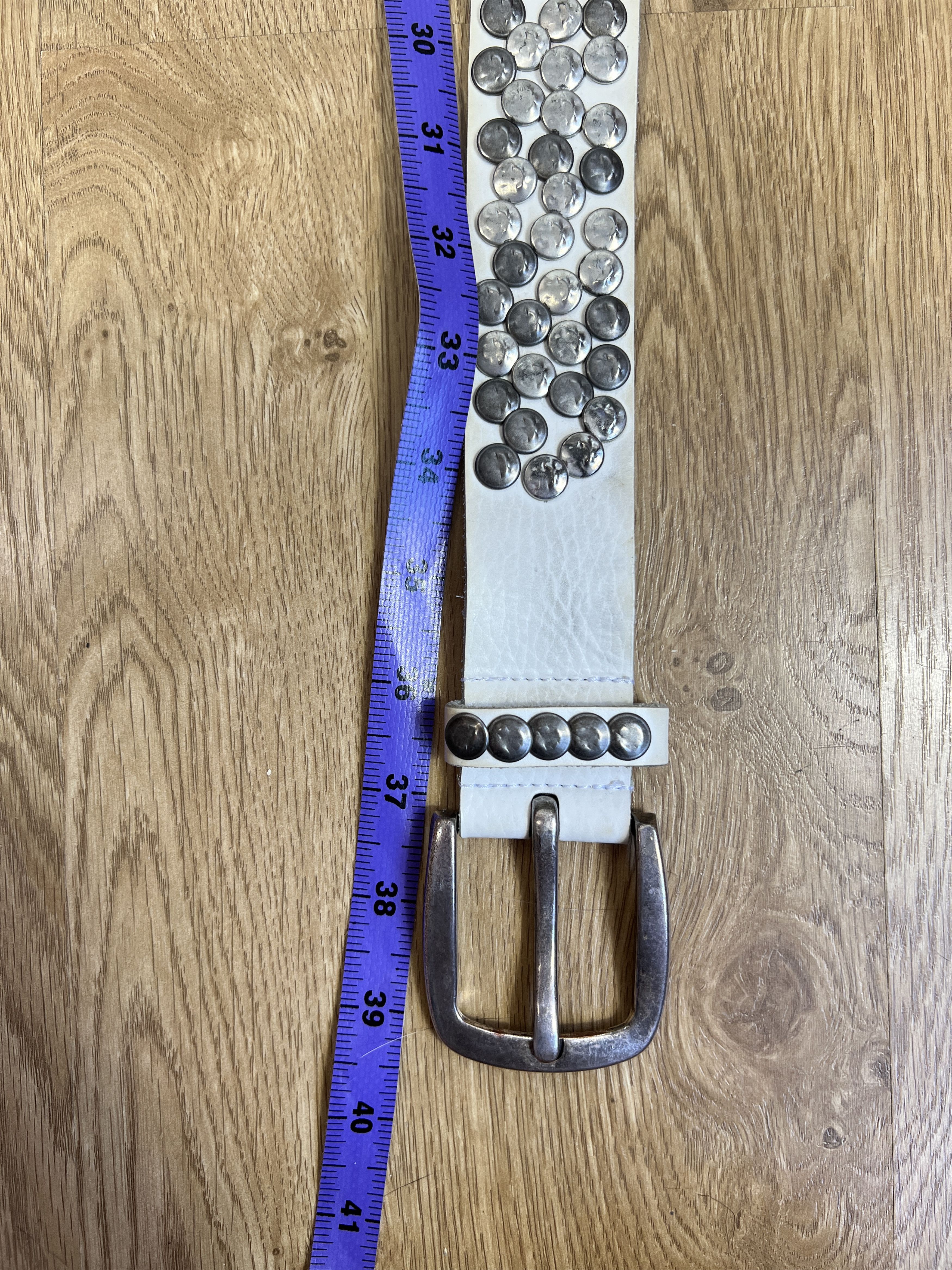Japanese Brand × Vintage VINTAGE 90S REAL LEATHER BELT METAL BB SIMON STYLE Size ONE SIZE - 12 Thumbnail