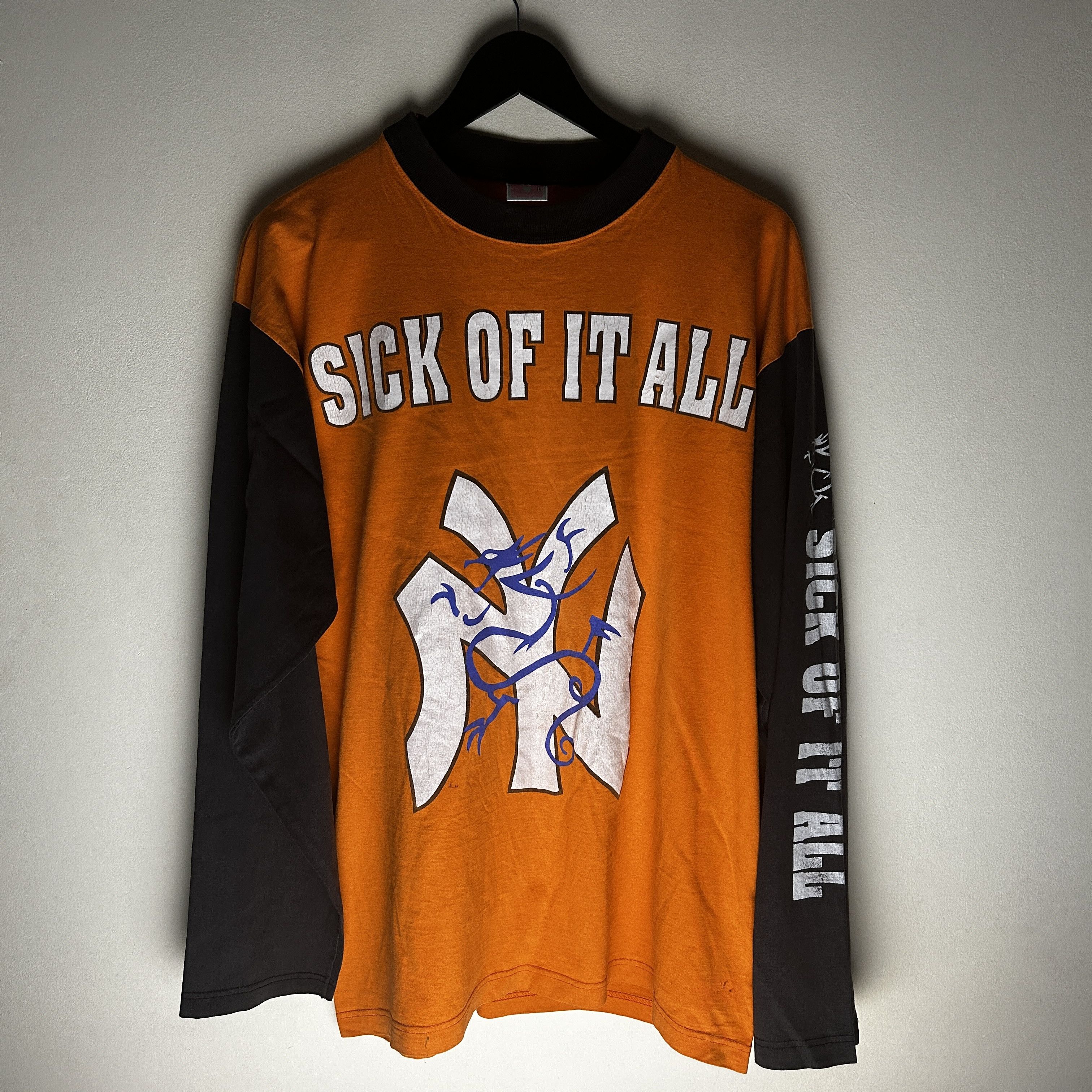 image of Band Tees x Rock T Shirt Vintage Sick Of It All The Pain Strikes 1992 Longsleeve in Orange (Size La