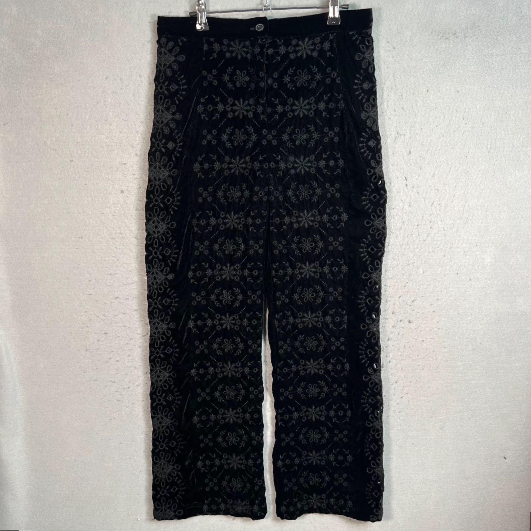 Zara Zara Womens Large Black Velvet Embroidered High-Rise Pants Dress Pants  Wide-Leg Vintage: No | Grailed