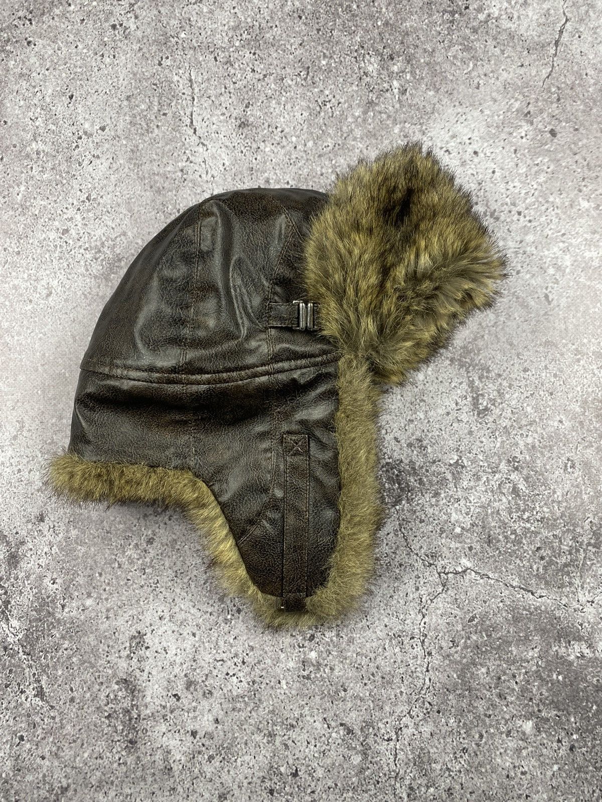 Vintage CRAZY Y2K CYBER Fuzzy Leather Mohair Vintage Ushanka Hat Size ONE SIZE - 1 Thumbnail