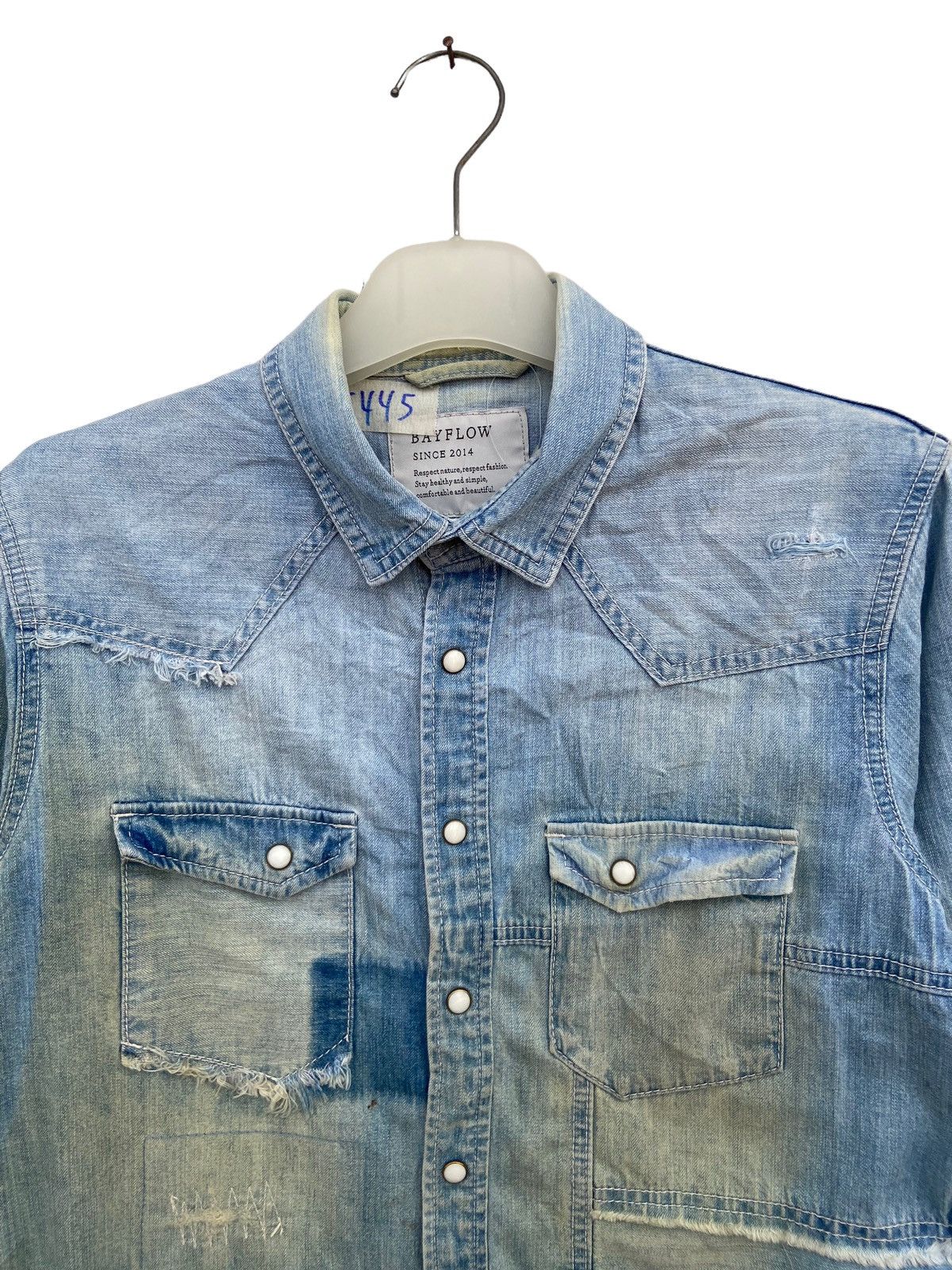 Japanese Brand Bayflow Distressed Patchwork Western Shirt Size US M / EU 48-50 / 2 - 3 Thumbnail