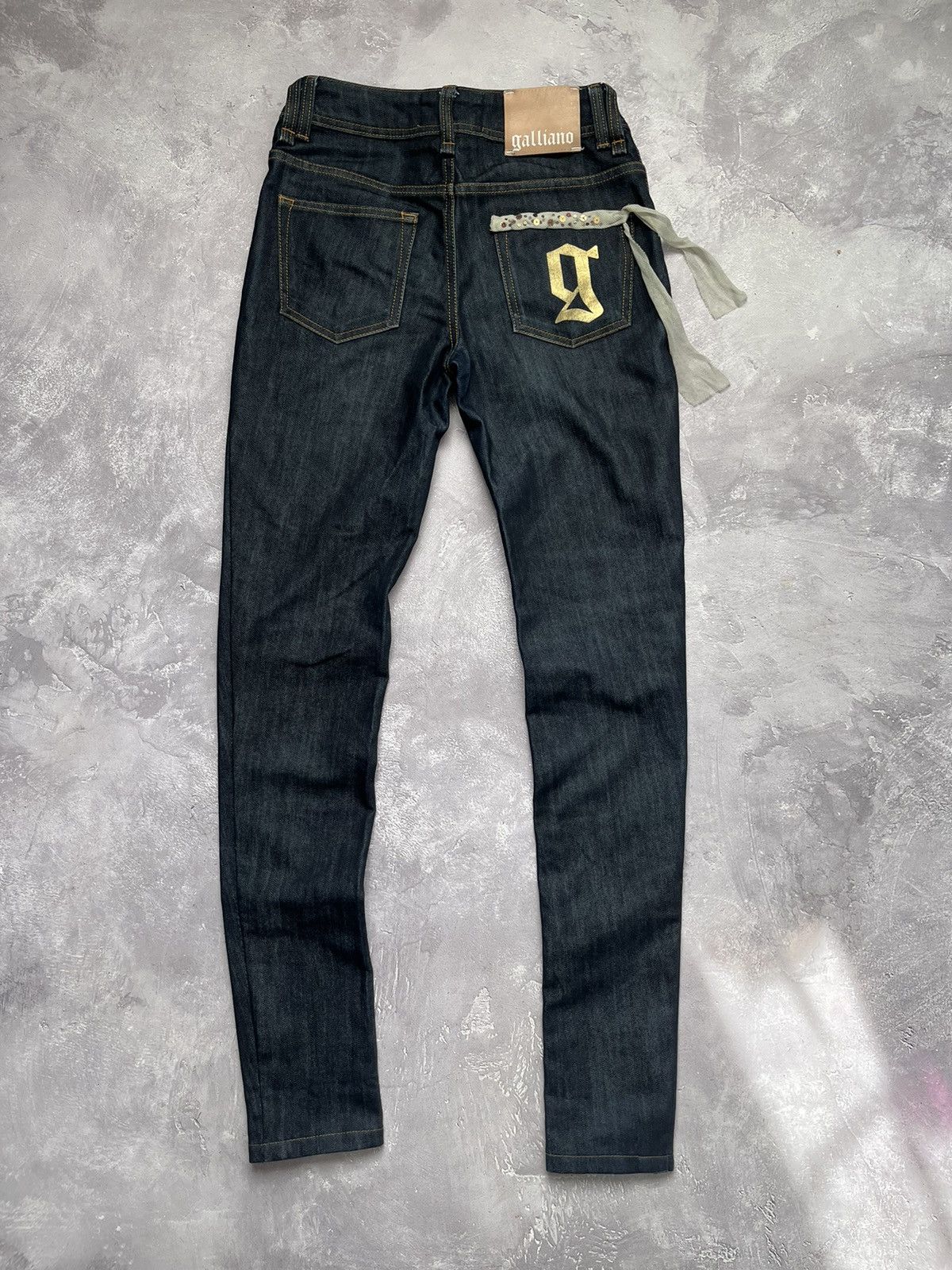 Vintage Galliano Printed Blue Denim Jeans Pants