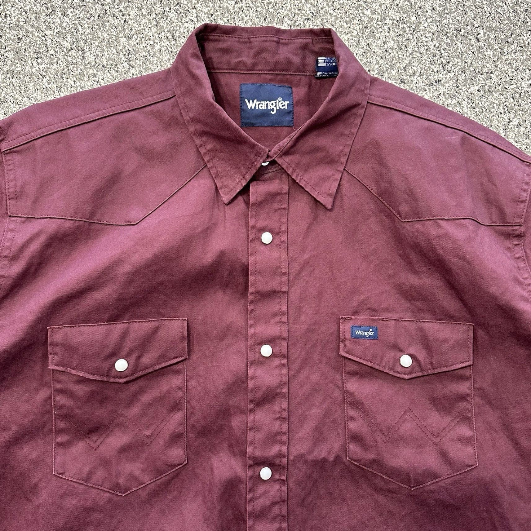 Wrangler VINTAGE Wrangler Cowboy Cut Western Shirt Pearl Snap Mens XXLT Firm Finish Twill Maroon Size US XXL / EU 58 / 5 - 3 Thumbnail