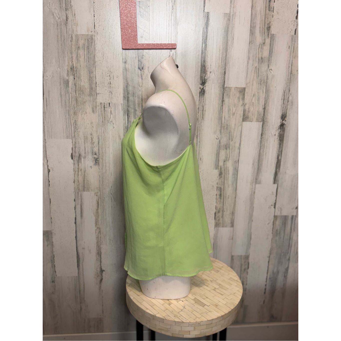 Other Naked Zebra Lime Green Sleeveless V-Neck Blouse Women’s Larg Size L / US 10 / IT 46 - 3 Thumbnail