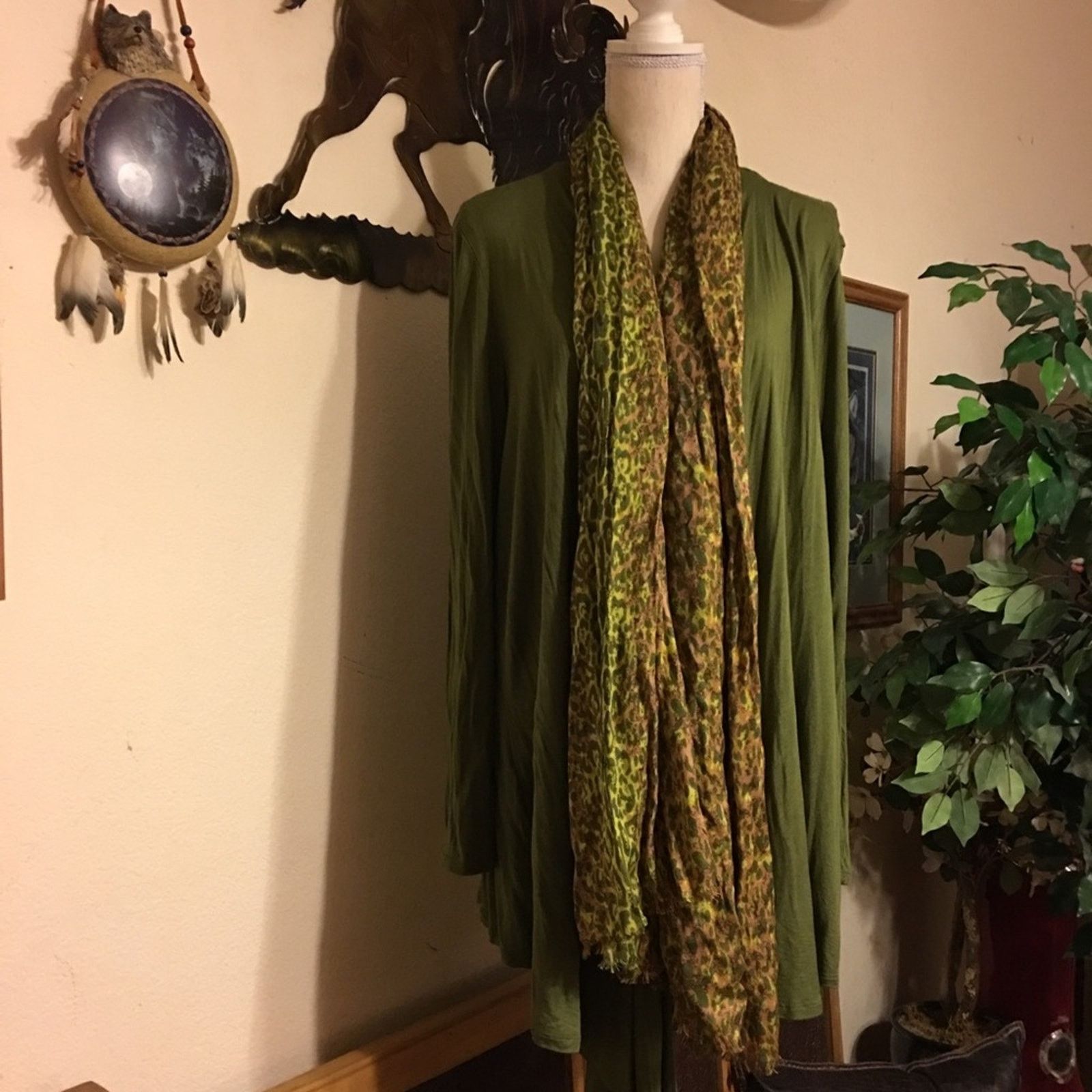 Other Metro Style green cardigan jacket w/scarf XL Size XL / US 12-14 / IT 48-50 - 3 Thumbnail