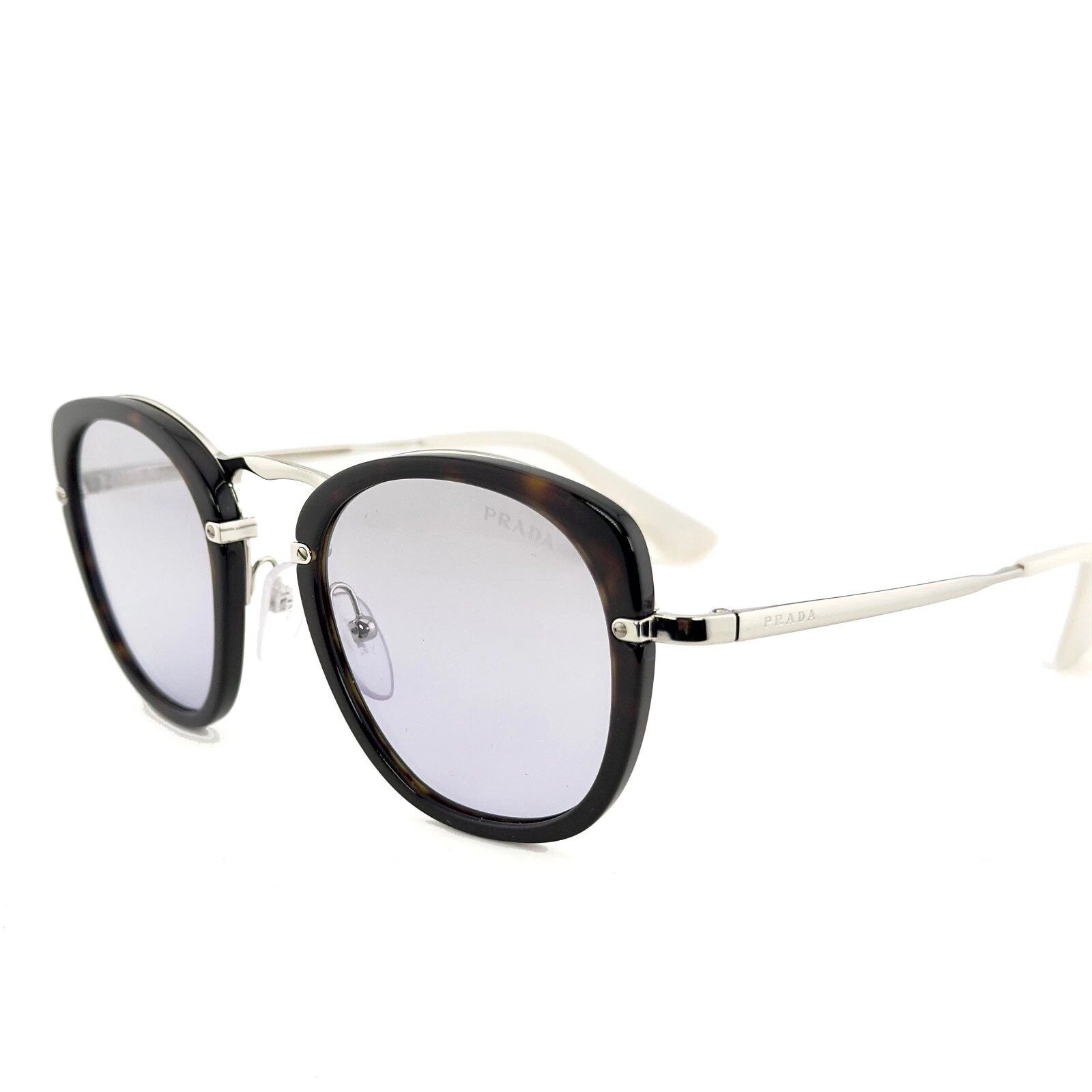 Prada PRADA 58U PR58US Oval Metal Silver Havana Sunglasses 58US Size ONE SIZE - 8 Thumbnail