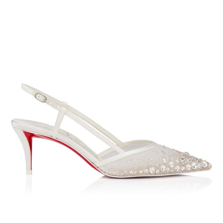 Christian Louboutin os11x0526 Miss Z Sling Sparkling Sandals in Ivory Size US 7 / IT 37 - 3 Thumbnail