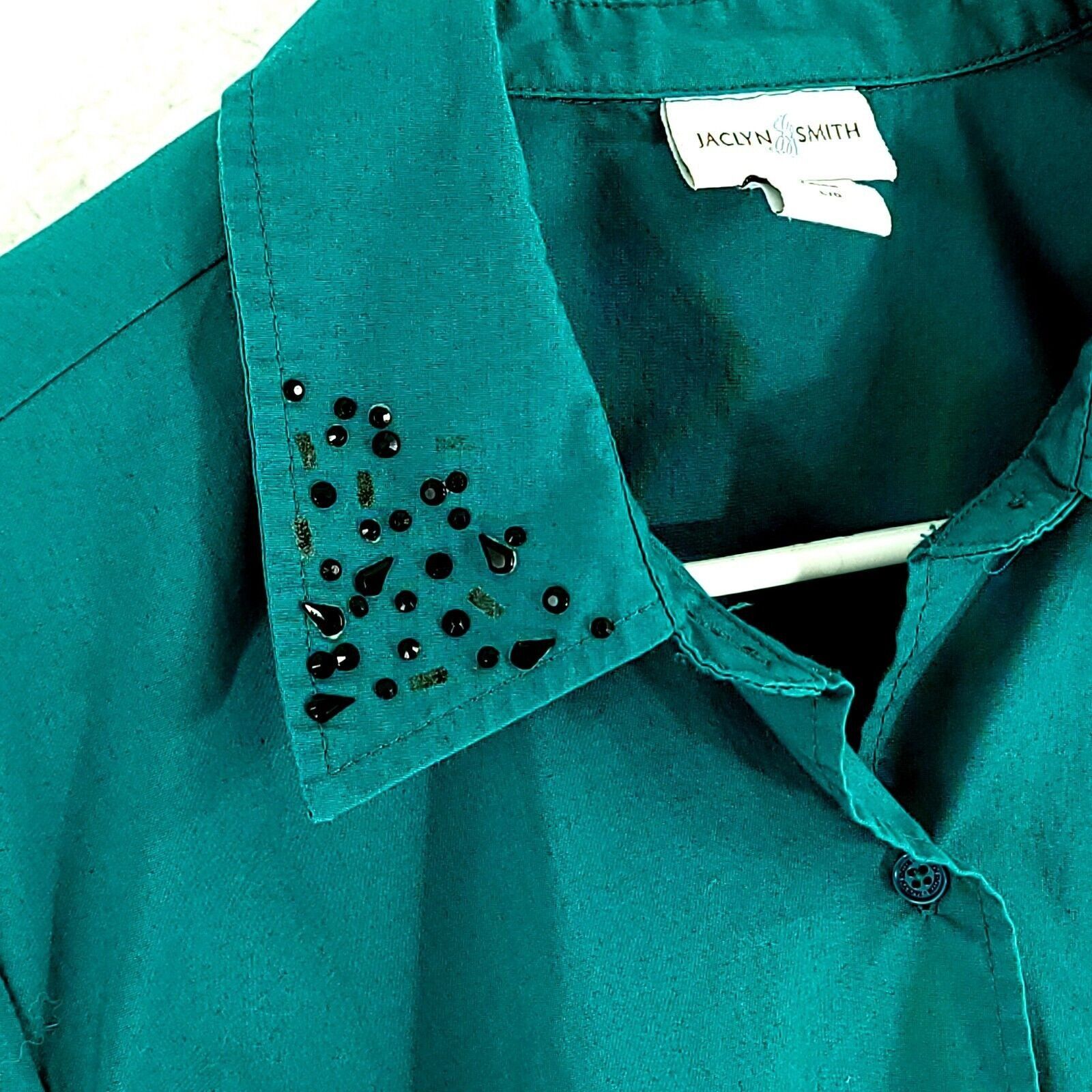 Vintage Jaclyn Smith Green Long Sleeve Buton-Up Collared Dress Shirt Size L / US 10 / IT 46 - 4 Thumbnail