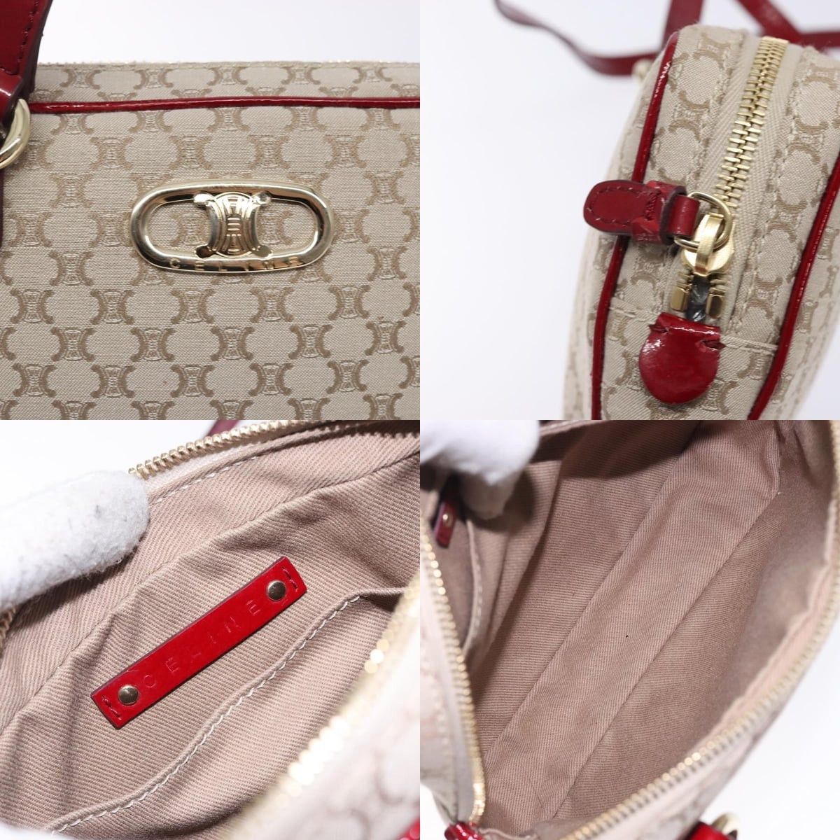 Celine CELINE Macadam Canvas Shoulder Bag Beige Gold Size ONE SIZE - 11 Thumbnail