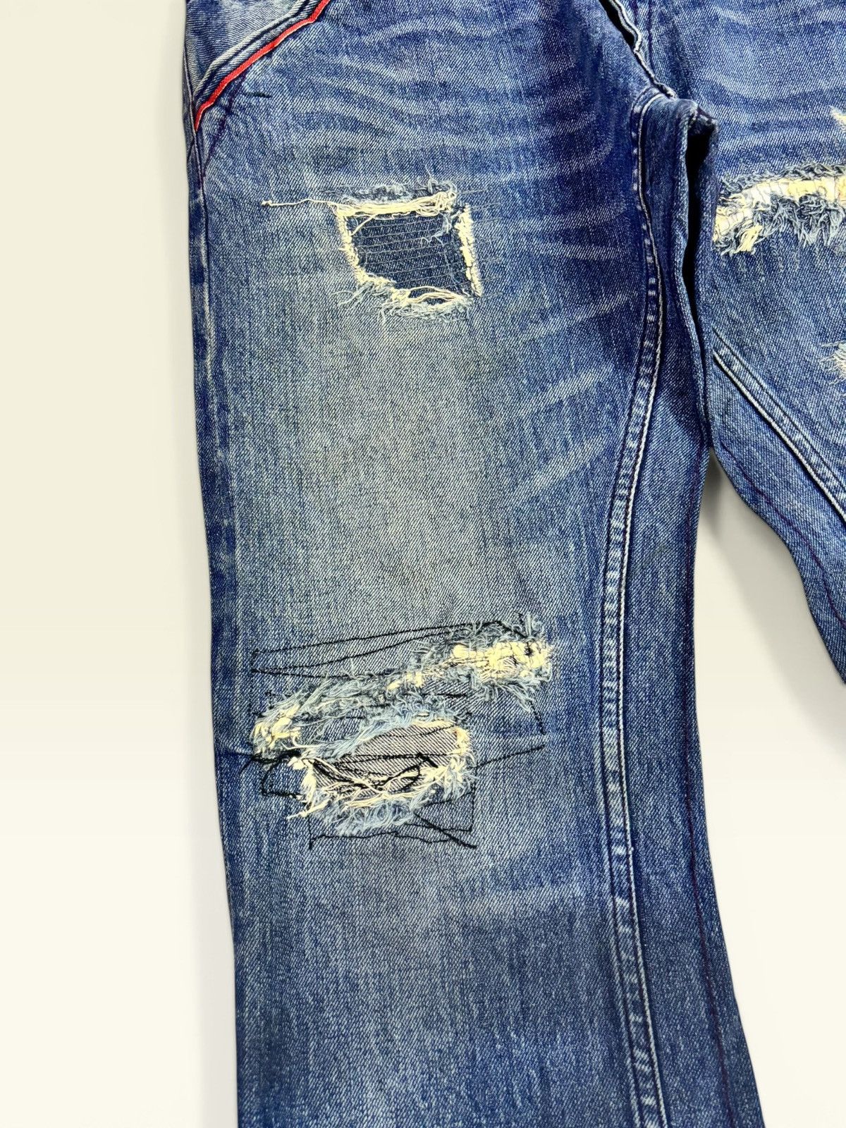 Hysteric Glamour Grunge Kelen Boro Distress Patchwork Buckle Bootcut Jeans Size US 32 / EU 48 - 5 Thumbnail