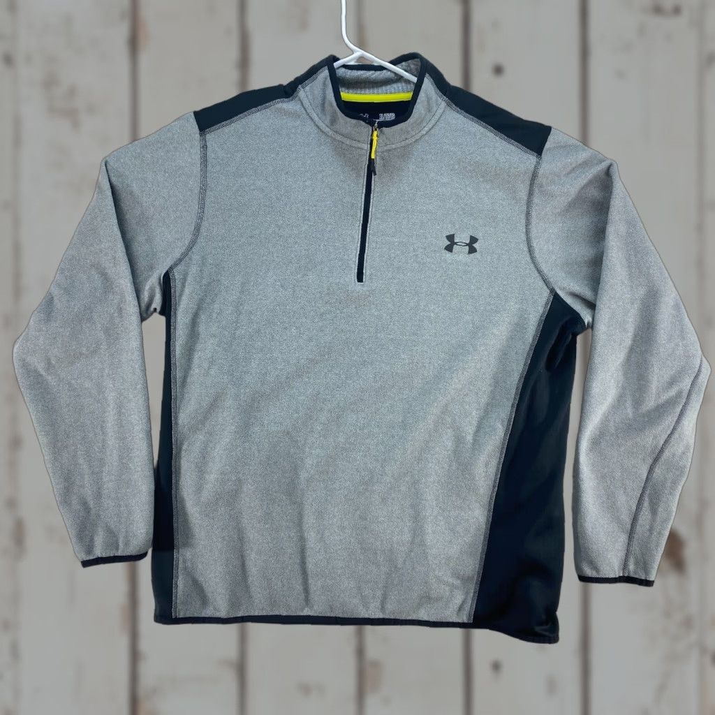 Under Armour VINTAGE Under Armour Cold Gear Long Sleeve Shirt Mens Loose Fit 1/4 Zip Gray Black XL Size US XL / EU 56 / 4 - 1 Thumbnail