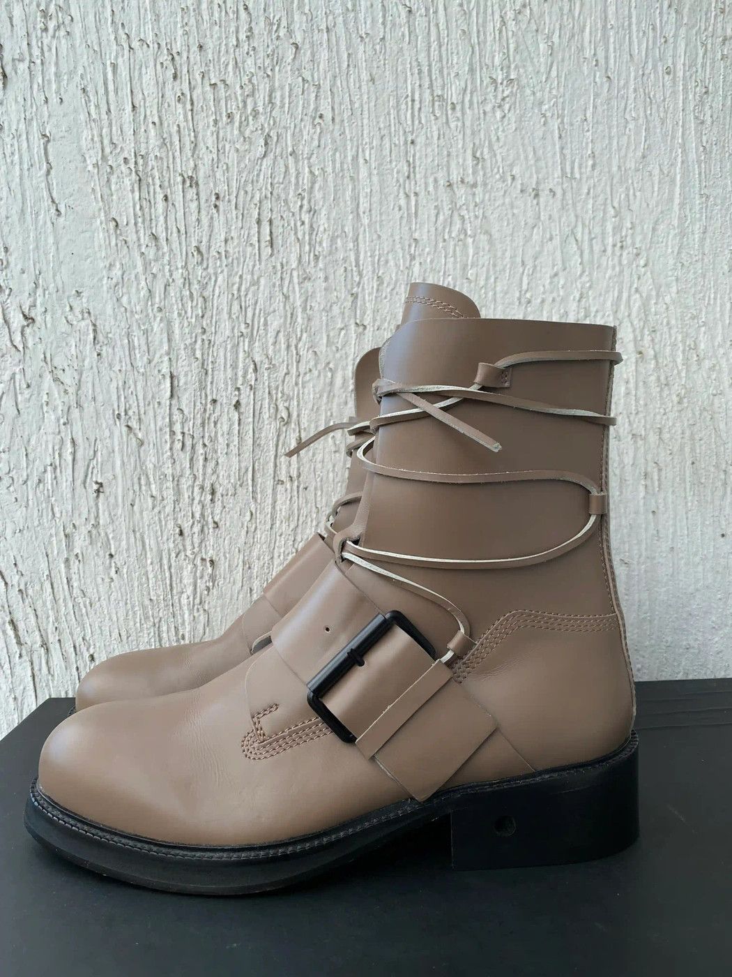 Dirk Bikkembergs leather laces buckle boots Size US 12 / EU 45 - 4 Thumbnail