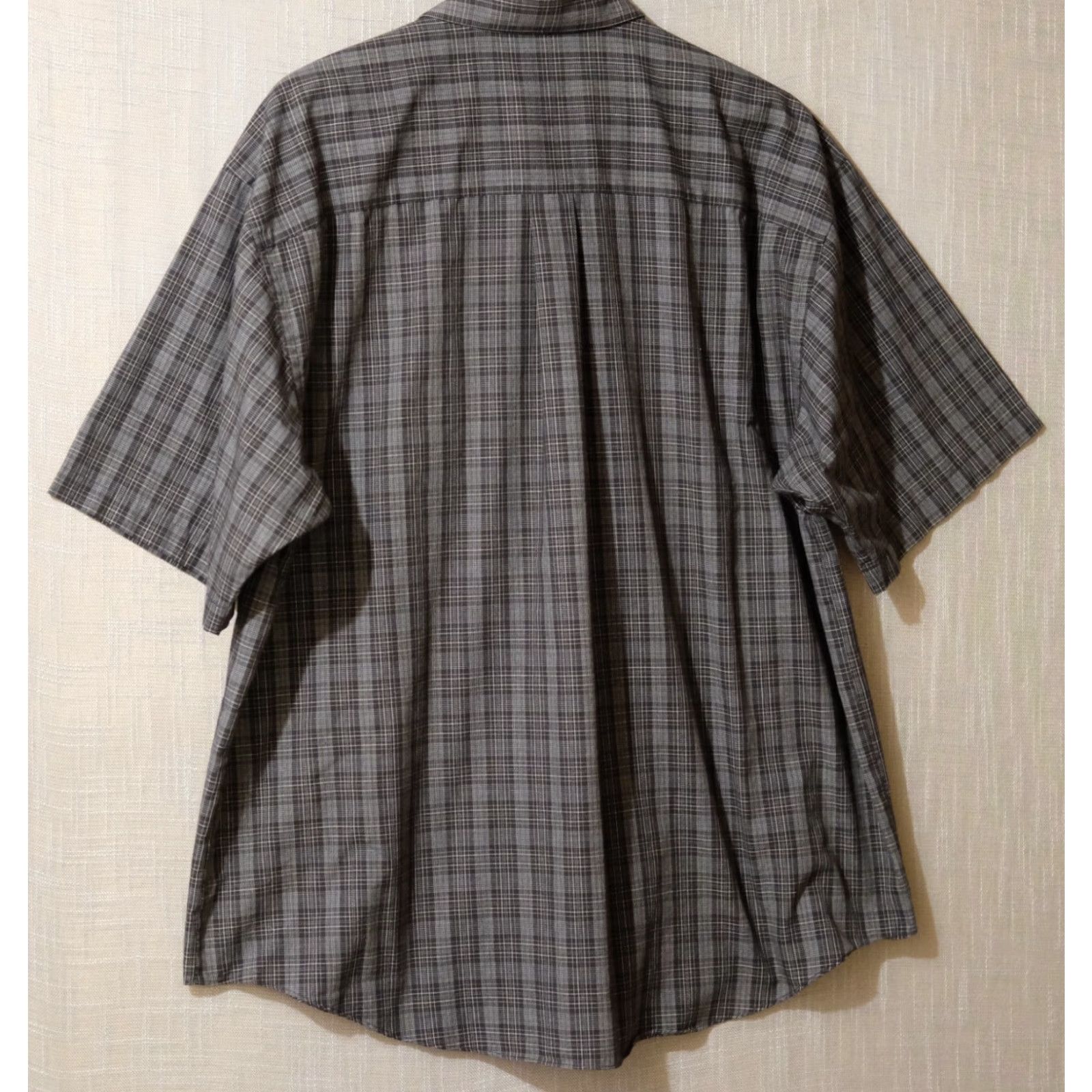 Arrow ARROW Mens XL Short Sleeve Shirt Plaid Black/Dark Green/White Button-Up Easy Care Pockets Size US XL / EU 56 / 4 - 5 Thumbnail