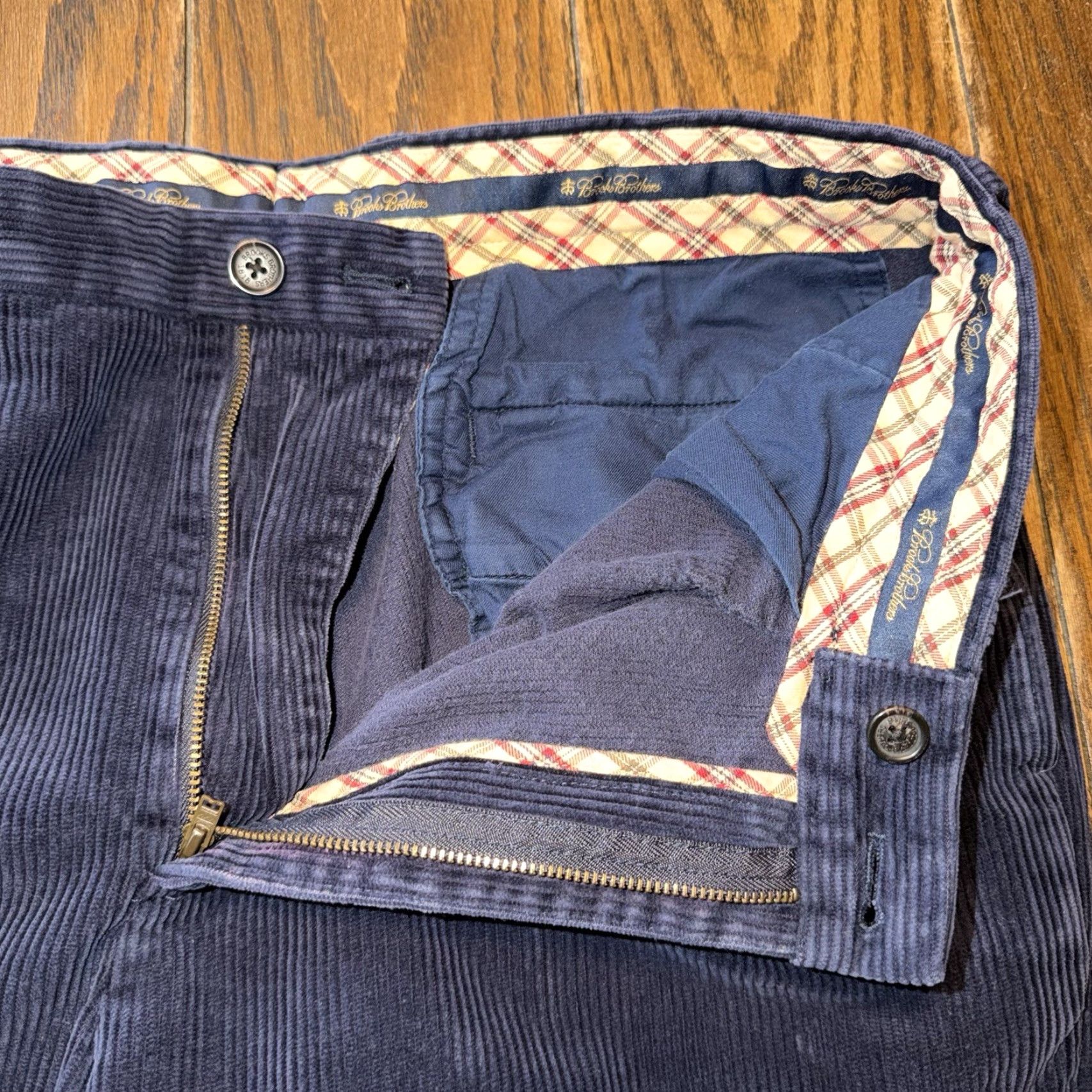 Brooks Brothers Brooks Brothers Thompson Navy Blue Corduroy Pleated Pants 36x32 Cotton Size US 36 / EU 52 - 4 Thumbnail