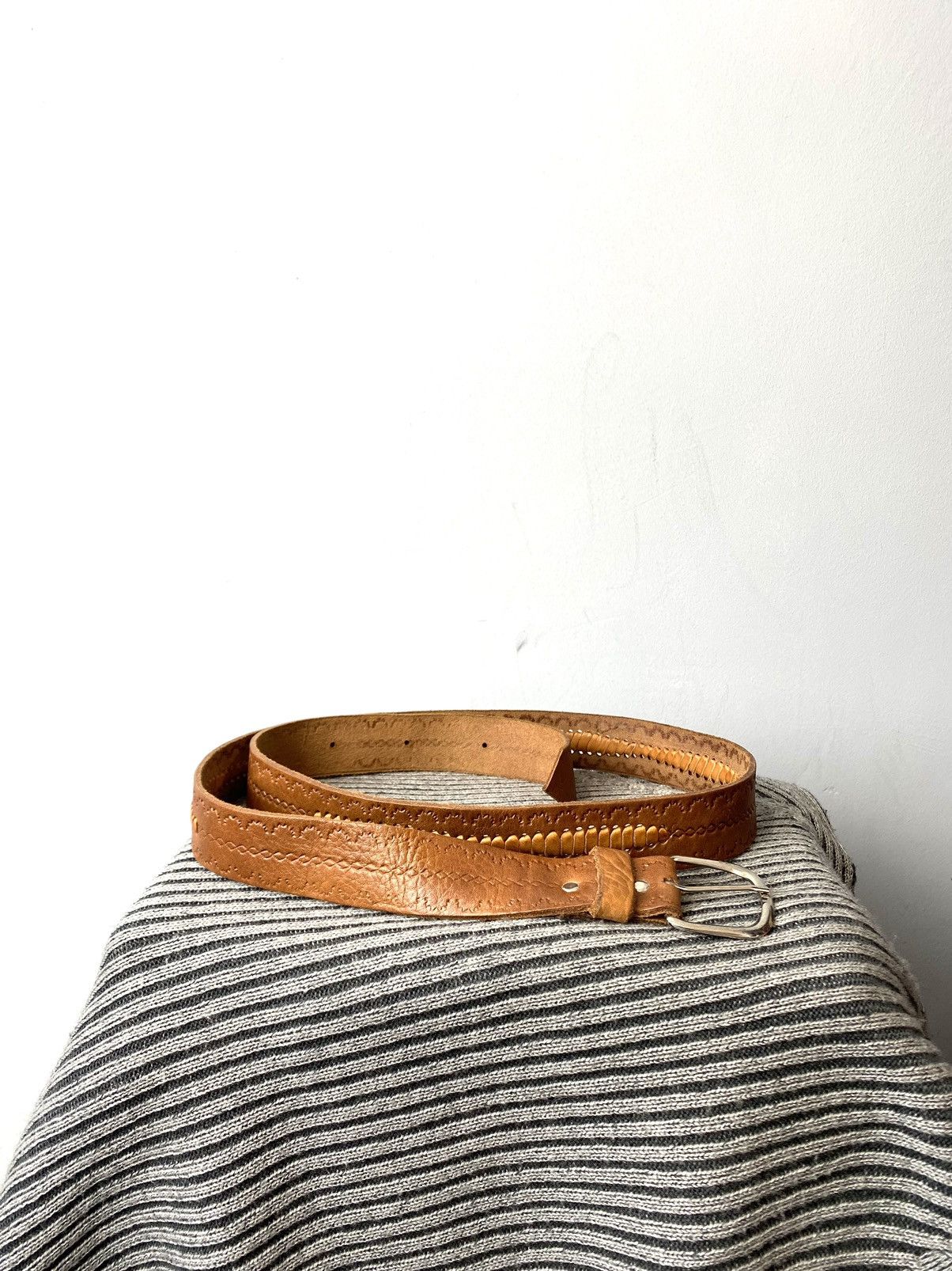 Cowboy Equipment × Genuine Leather × Vintage Rare! Vintage Leather Belt Western Cowboy Style Texas Sendra Size ONE SIZE - 2 Thumbnail