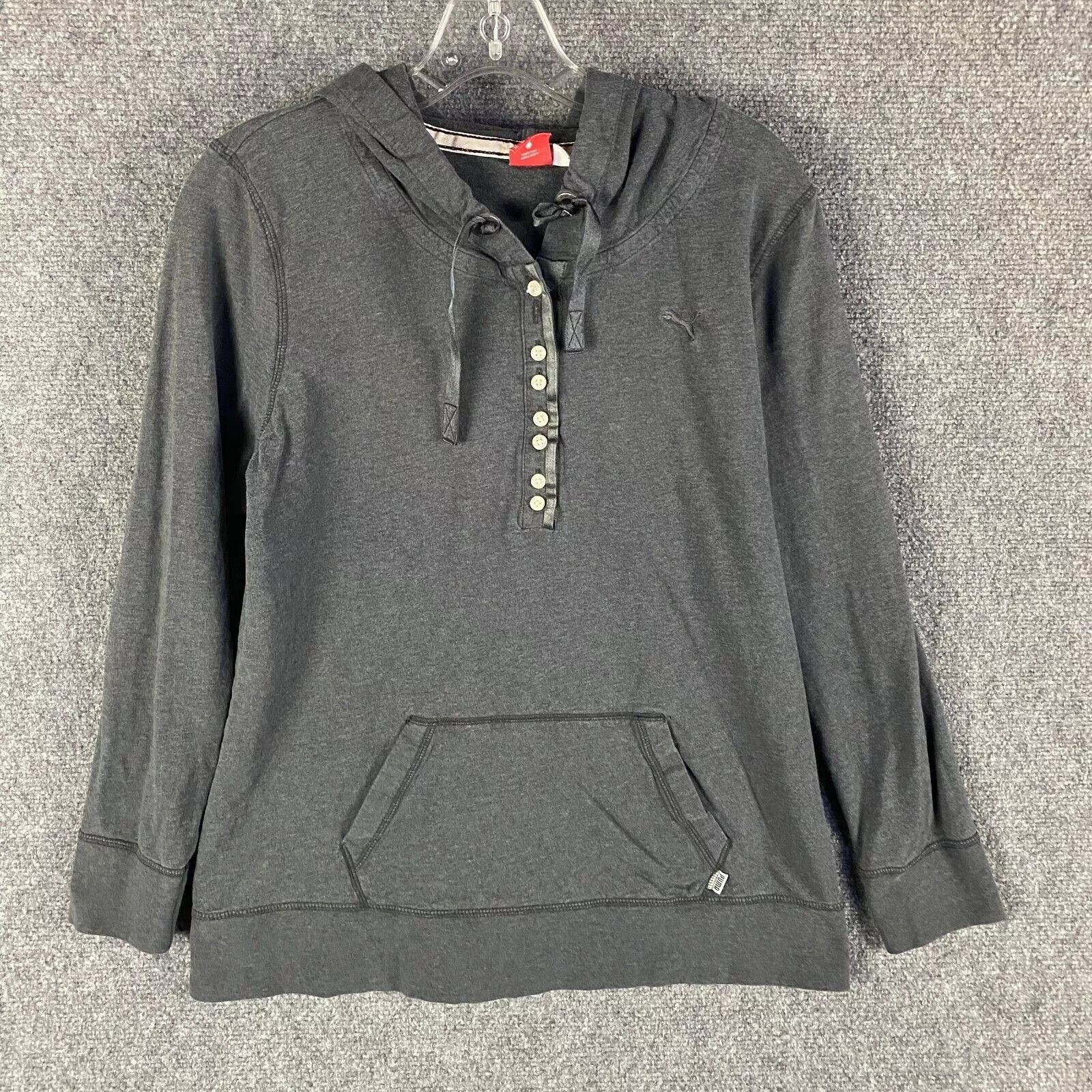 Puma Puma Hoodie Women's XL Gray Henley Pullover Drawstring Size XL / US 12-14 / IT 48-50 - 1 Thumbnail