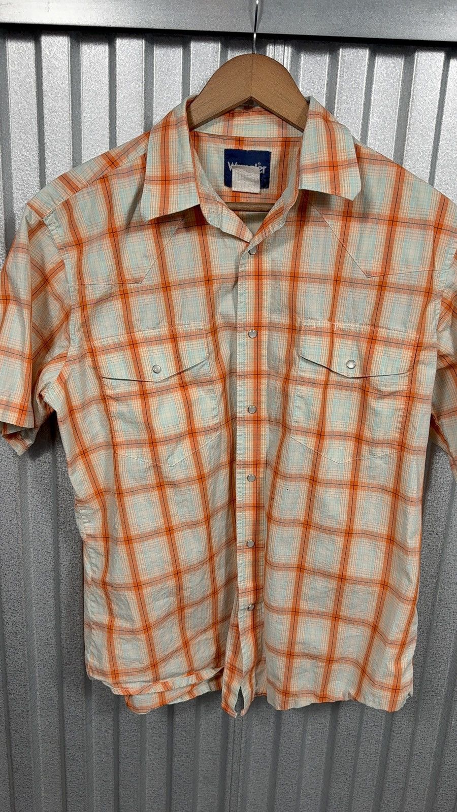 Wrangler Vintage Wrangler Short Sleeve Orange Plaid Western Shirt Size US L / EU 52-54 / 3 - 6 Thumbnail