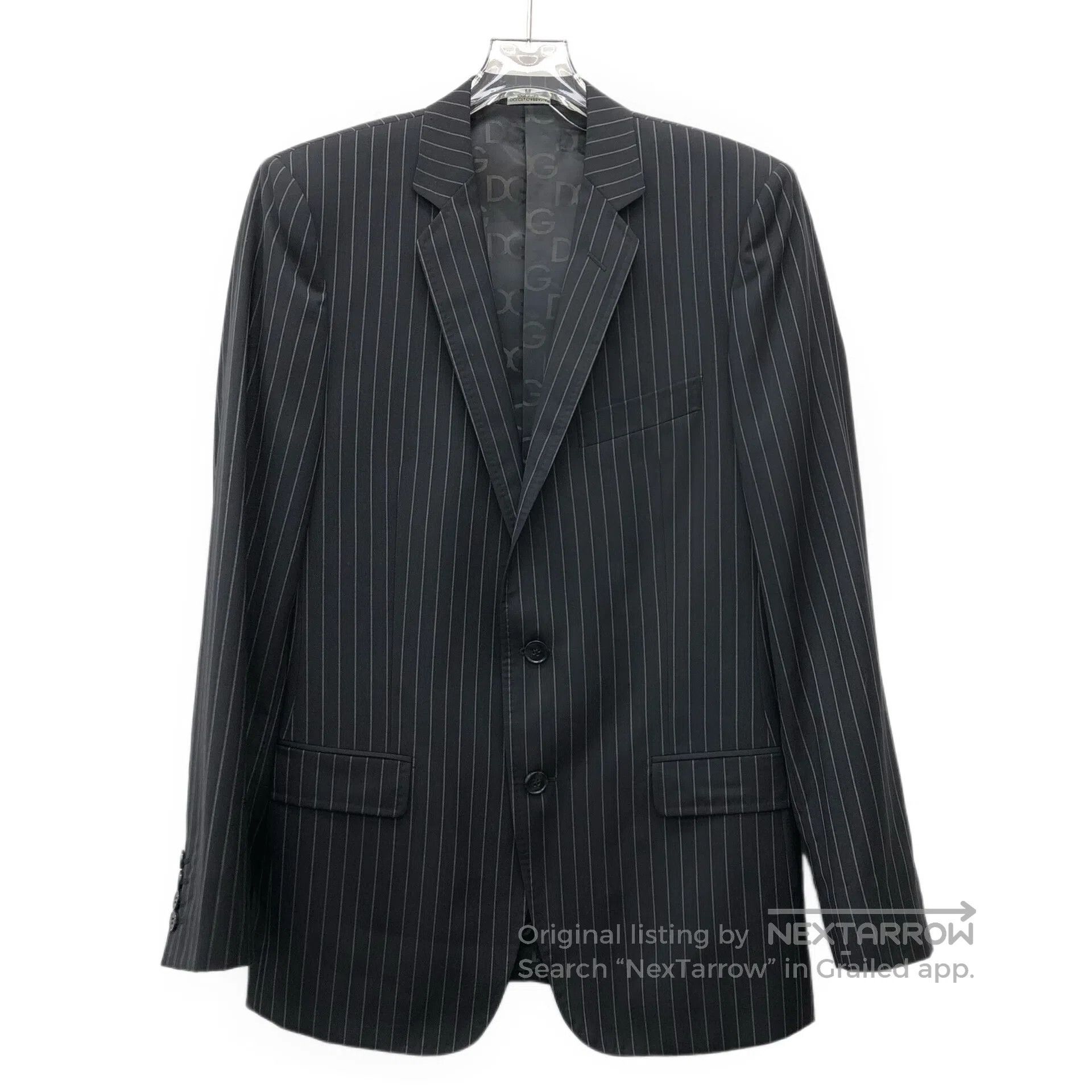 Dolce & Gabbana Dolce Gabbana Black Vertical Stripe Wool Reversible Collar Size US M / EU 48-50 / 2 - 1 Thumbnail