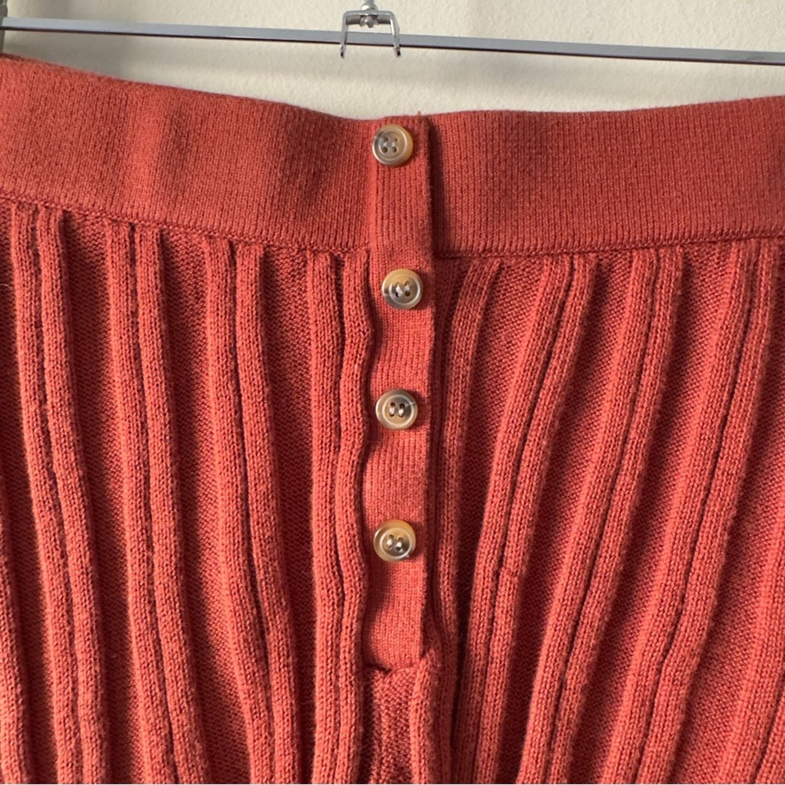 Anthropologie Anthropologie Ribbed Button-Up Shorts Rust cotton blend S Size 27" / US 4 / IT 40 - 5 Thumbnail