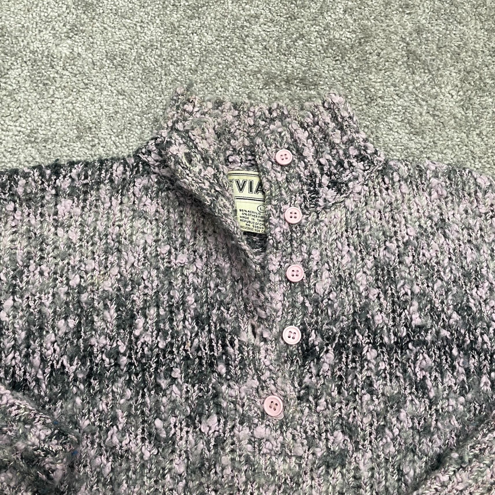 Vintage VINTAGE Evian Pullover Sweater Womens Large Pink 1/2 Button Up Mock Casual Knit Chunky-Knit Size L / US 10 / IT 46 - 3 Thumbnail