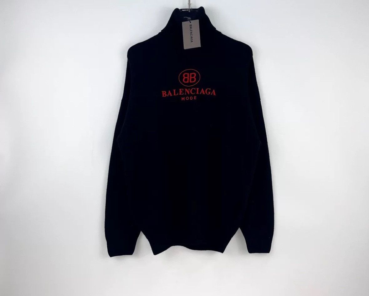 Balenciaga Balenciaga black embroidery logo wool turtleneck sweater Size US S / EU 44-46 / 1 - 3 Thumbnail