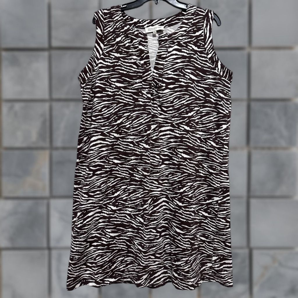 Jones New York Jones New York Woman Midi Dress Women Plus 1X Brown White Zebra Print Sleeveless Dress Shift Tank Size XL / US 12-14 / IT 48-50 - 1 Thumbnail