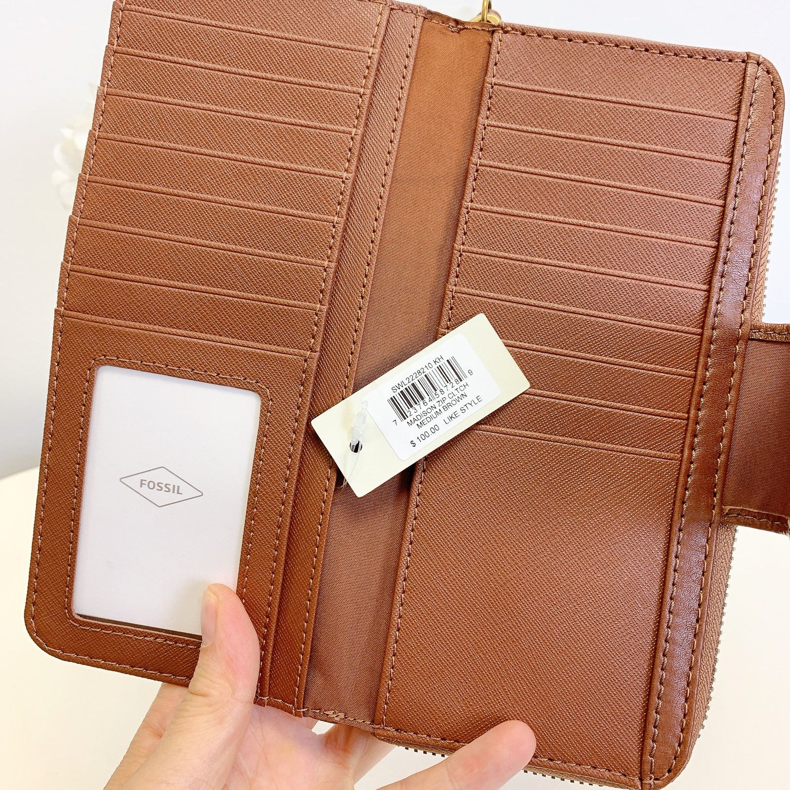 Fossil Fossil SWL2228210 Madison Zip Clutch IN Brown Size ONE SIZE - 6 Thumbnail