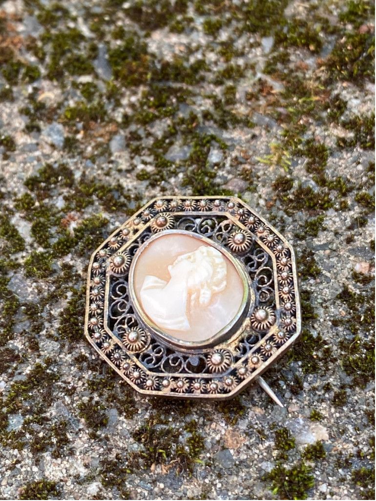 Vintage Antique 800 Silver Carved Shell Cameo Brooch Size ONE SIZE - 7 Thumbnail