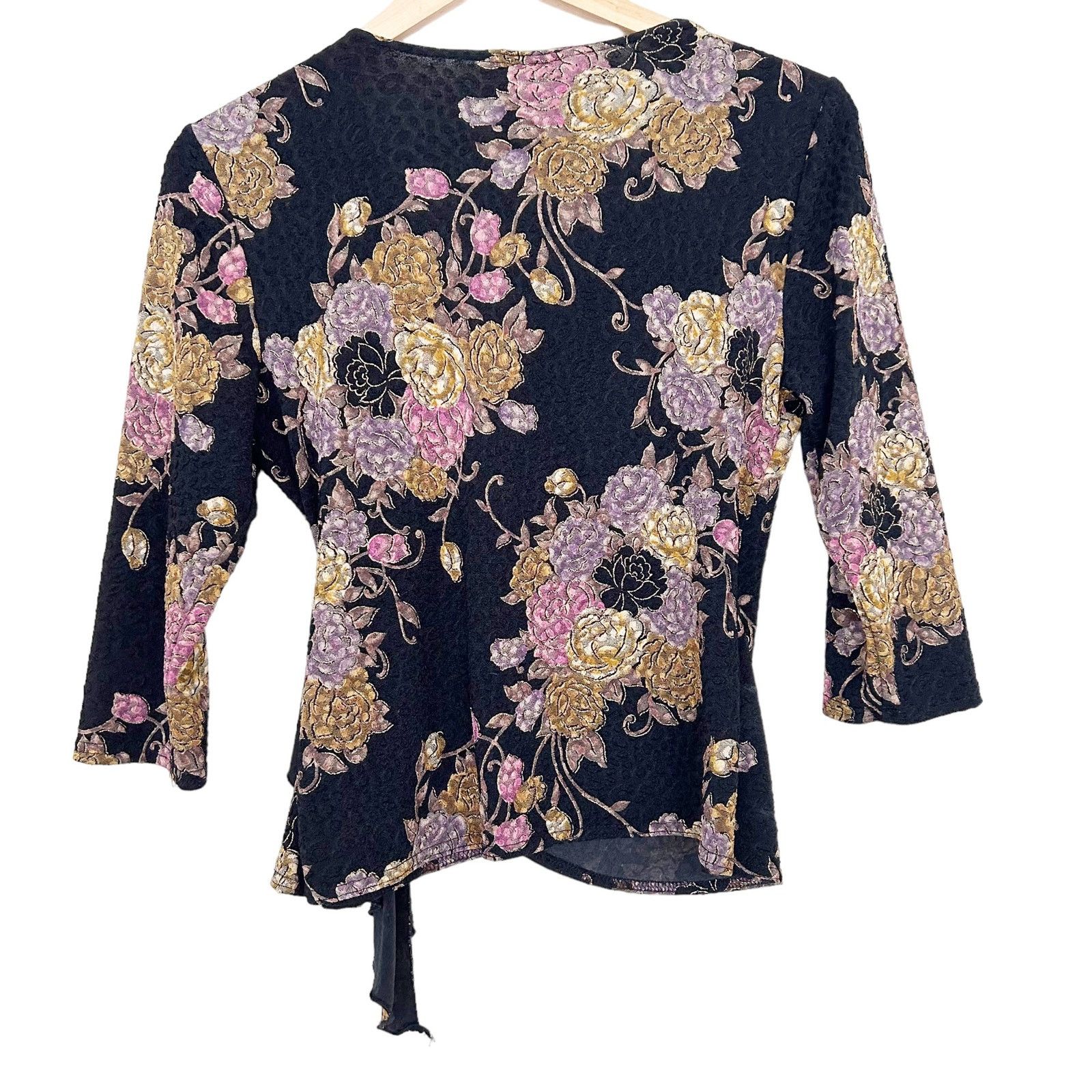 Vintage Vintage MSK Petite Floral Wrap Top Sz 8P Size M / US 6-8 / IT 42-44 - 4 Thumbnail