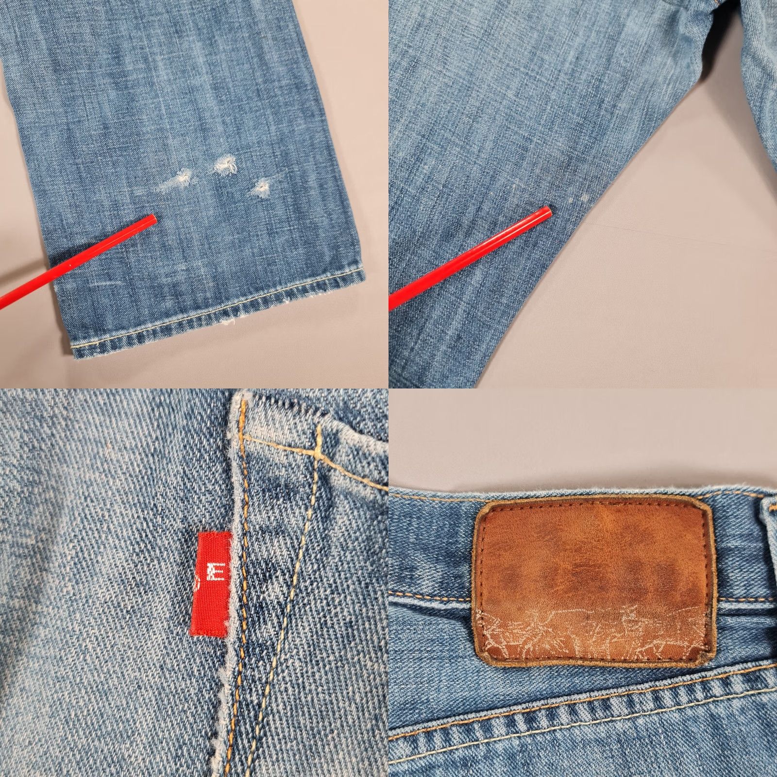 Levi's Levi's Womens Jeans Blue W33 L35 Regular Straight Distressed 5-Pocket USA Made In USA Zip Fly 100% Cotton Hands Made No Size 24" / US 00 / IT 34 - 9 Thumbnail