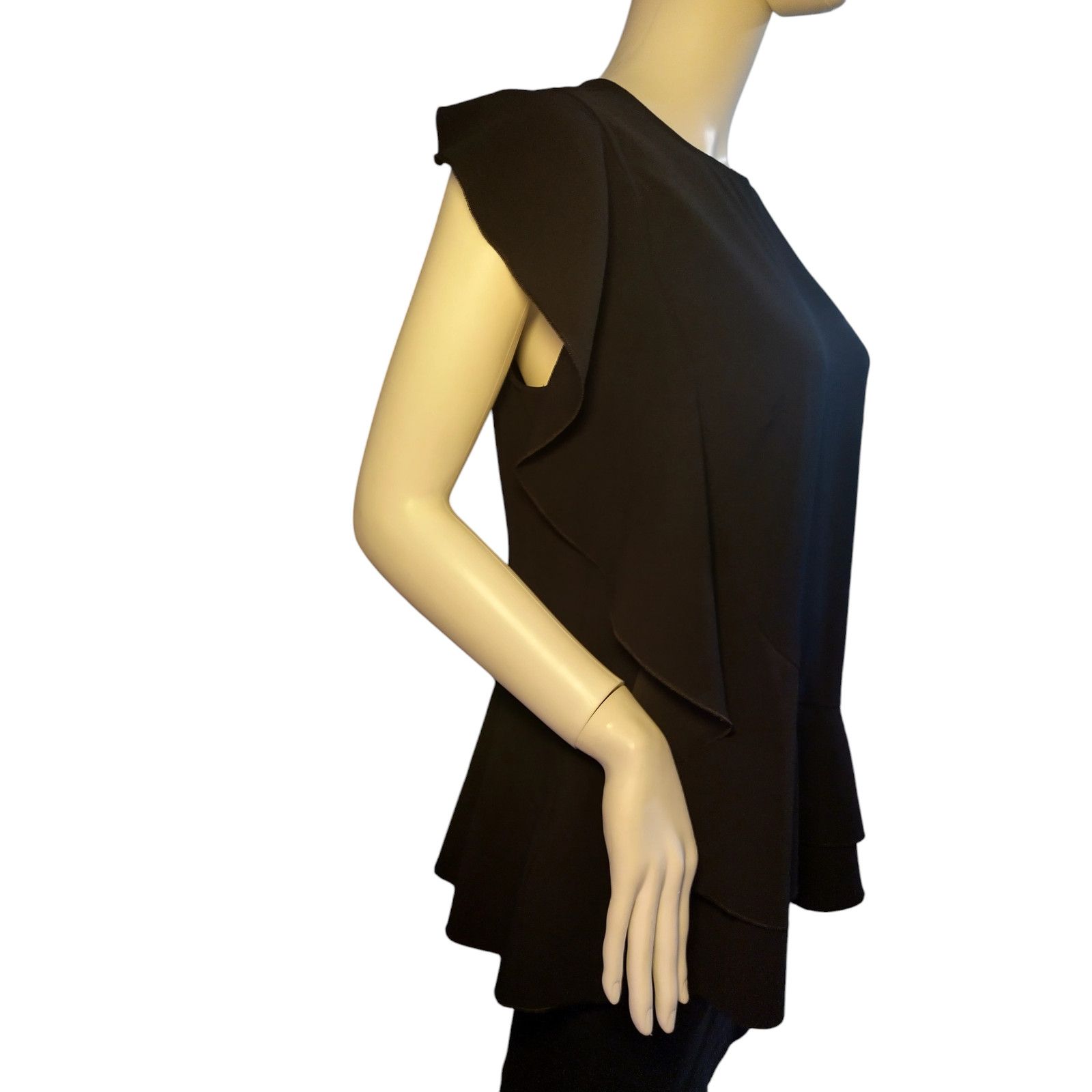 Ann Taylor Ann Taylor Womens Tunic Cascading Ruffle Blouse Black Sz Sm Size S / US 4 / IT 40 - 3 Thumbnail