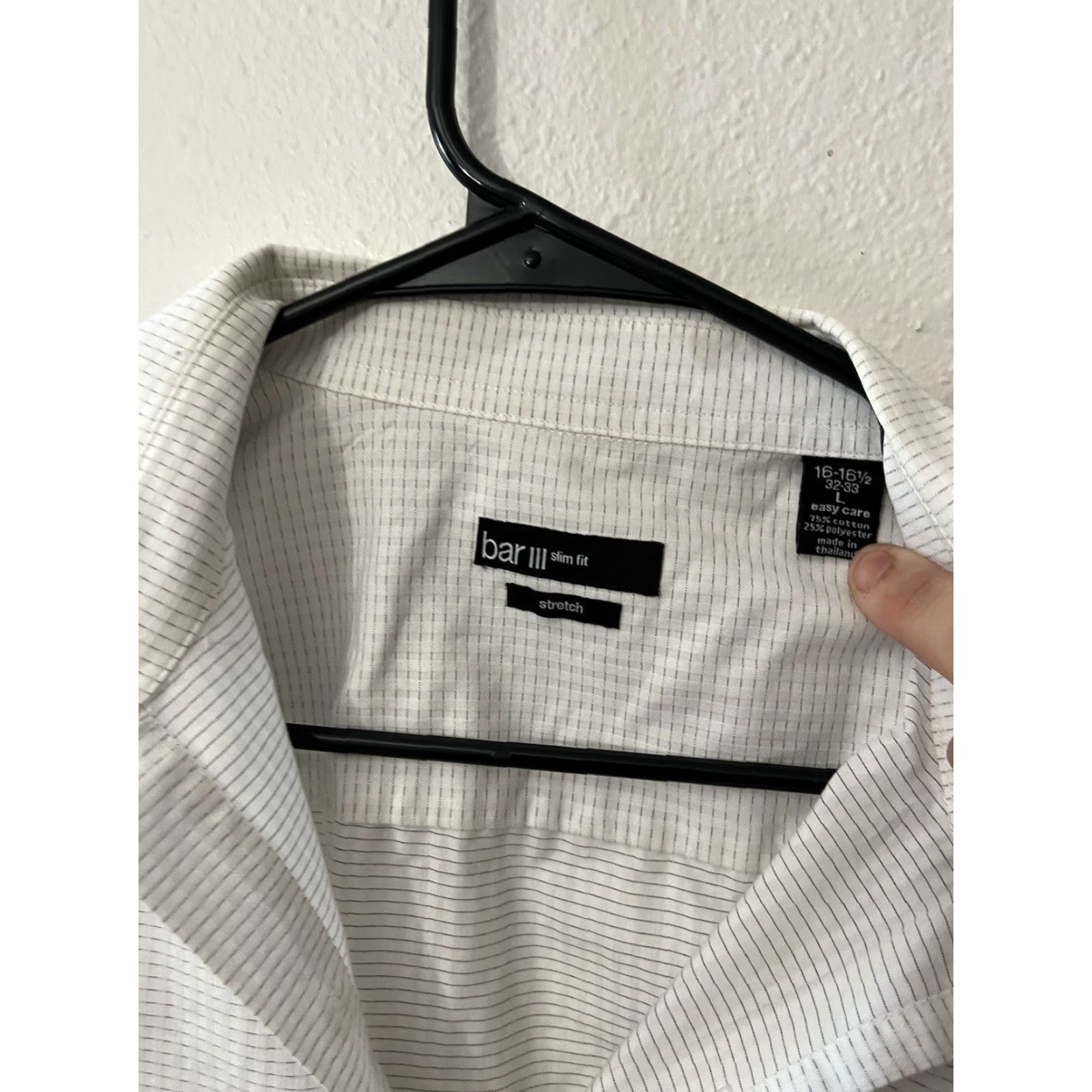Bar III VINTAGE Bar III Slim Fit Shirt Mens Plaid Dress Shirt White 16.5 Neck L (16 1/2) Adult Large Button Up Size US L / EU 52-54 / 3 - 3 Thumbnail