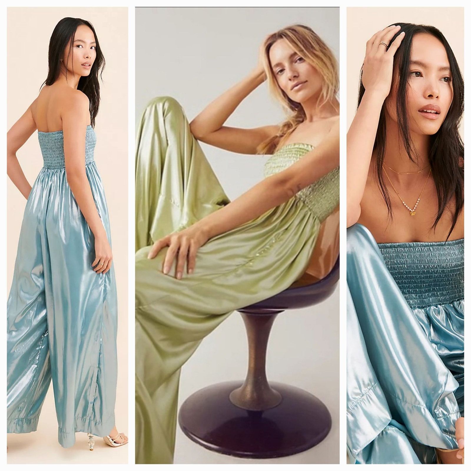 Free People New Free People Julie Metallic Wide-Leg Jumpsuit $200 XS Size 26" / US 2 / IT 38 - 6 Thumbnail