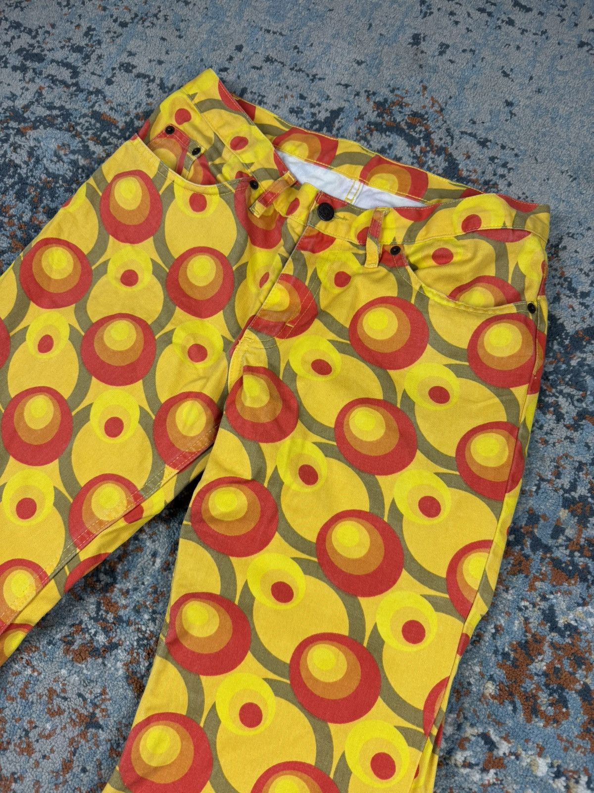 Japanese Brand × Vintage Vintage y2k Crazy patterned extremely flared pants 70s style Size US 31 - 3 Thumbnail