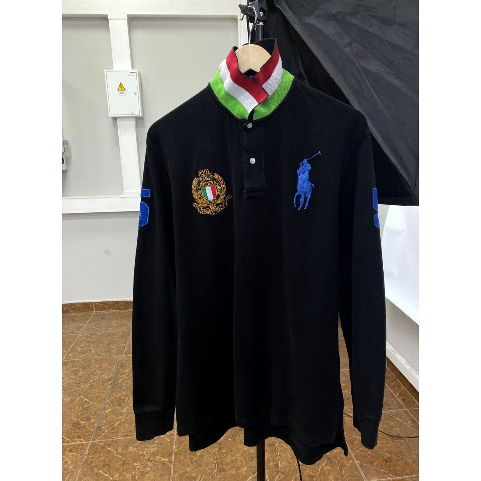 Ralph Lauren VINTAGE Ralph Lauren Polo Milano Italy Long Sleeve XL/XXL Black 90s Mens Polo Size US XL / EU 56 / 4 - 2 Thumbnail