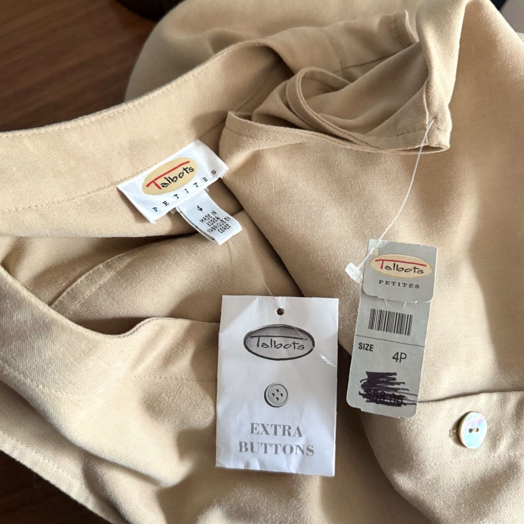 Talbots VINTAGE Talbots Linen Blend Button Front V-Neck Sleeveless Midi Maxi Dress Beige 4P Women Petite 90s 47.5” Size S / US 4 / IT 40 - 8 Thumbnail