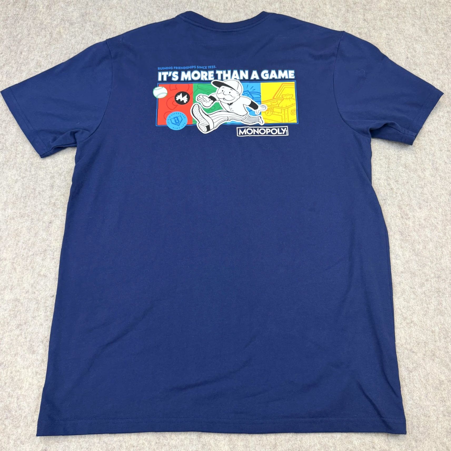 Vintage MONOPOLY Shirt Mens Large Blue It's More Than A Game Graphic Tee Mr Monopoly Size US L / EU 52-54 / 3 - 5 Thumbnail
