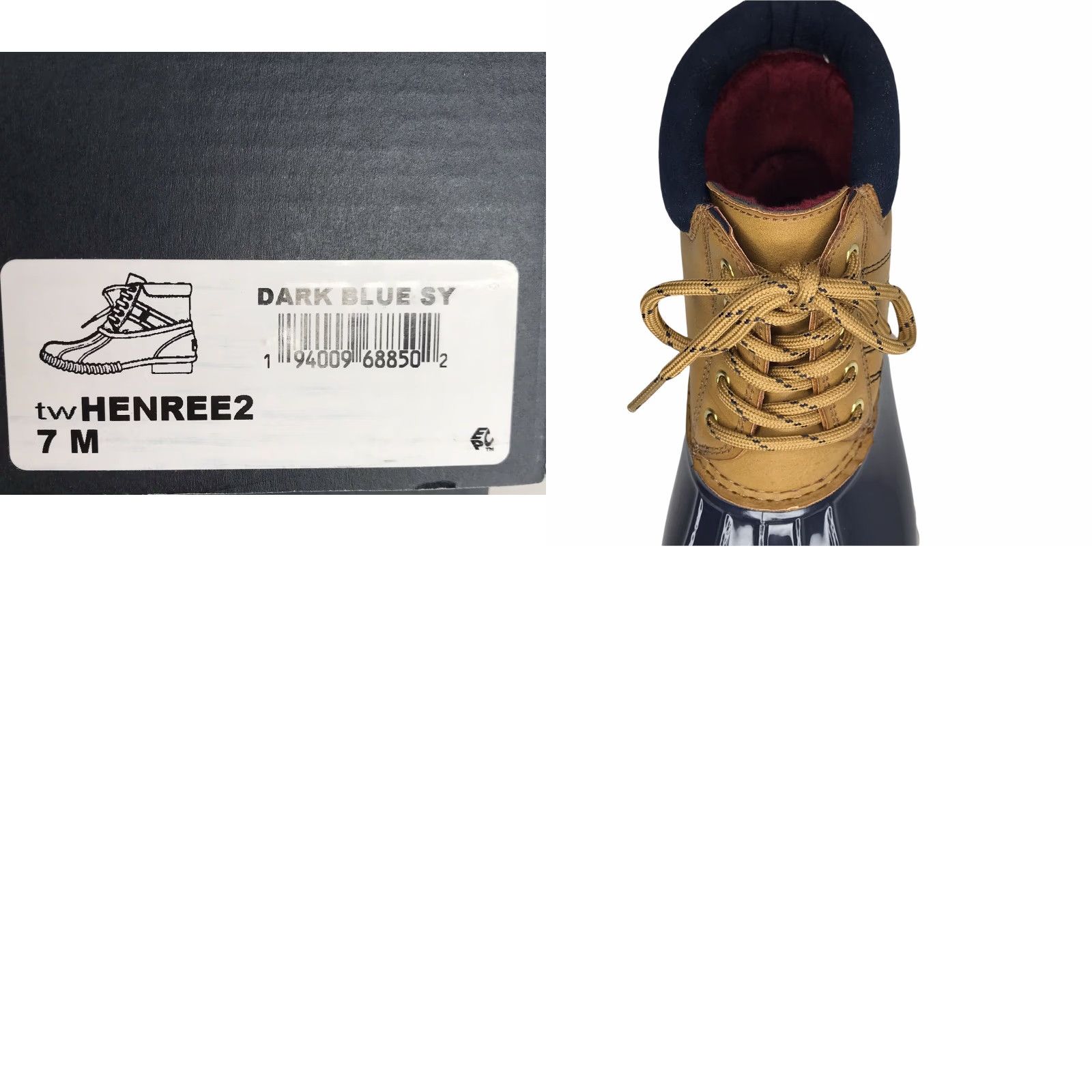 Tommy Hilfiger Tommy Hilfiger Womens Duck Boots Size 7 Navy Blue Brown Faux Fur Warm Waterproof Ankle Logo Boots Womens Size US 7 / IT 37 - 9 Thumbnail