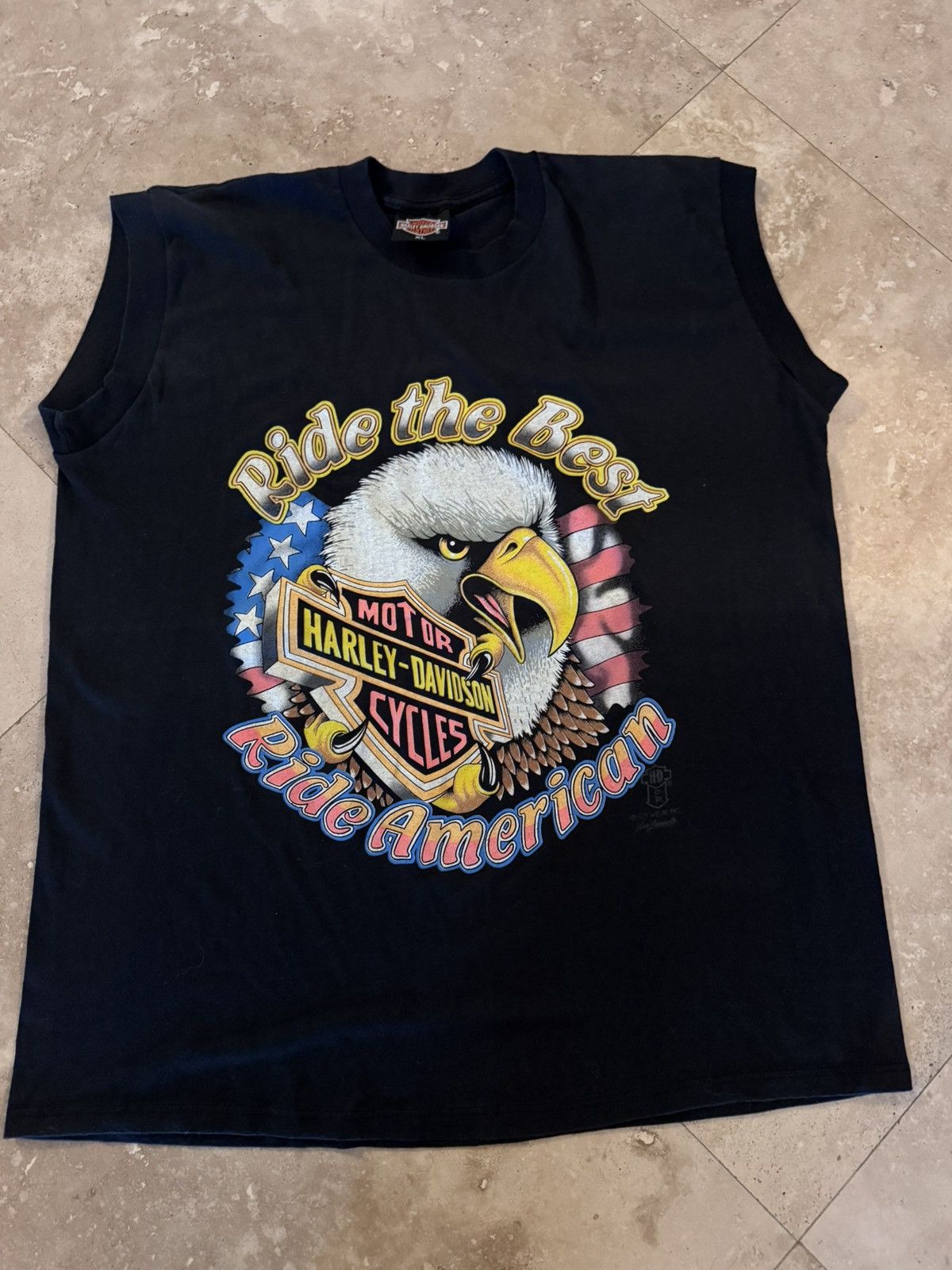 Harley Davidson Vtg Harley Eagle Graphic Cutoff Tee/Tank XL Size US XL / EU 56 / 4 - 1 Thumbnail