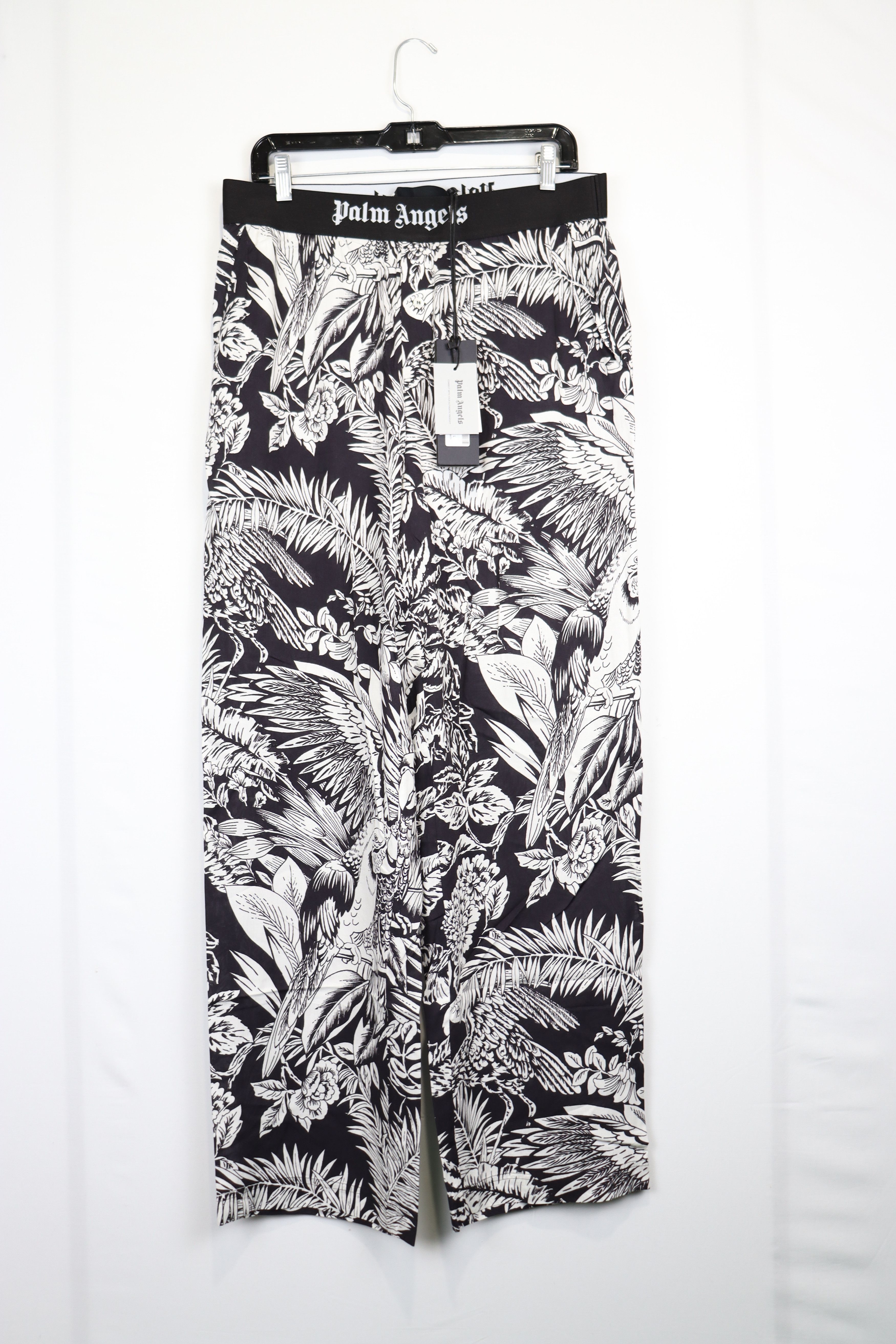 image of Palm Angels O1Rshd10124 Jungle Parrots Pajama Pant In Black/white, Men's (Size 34)