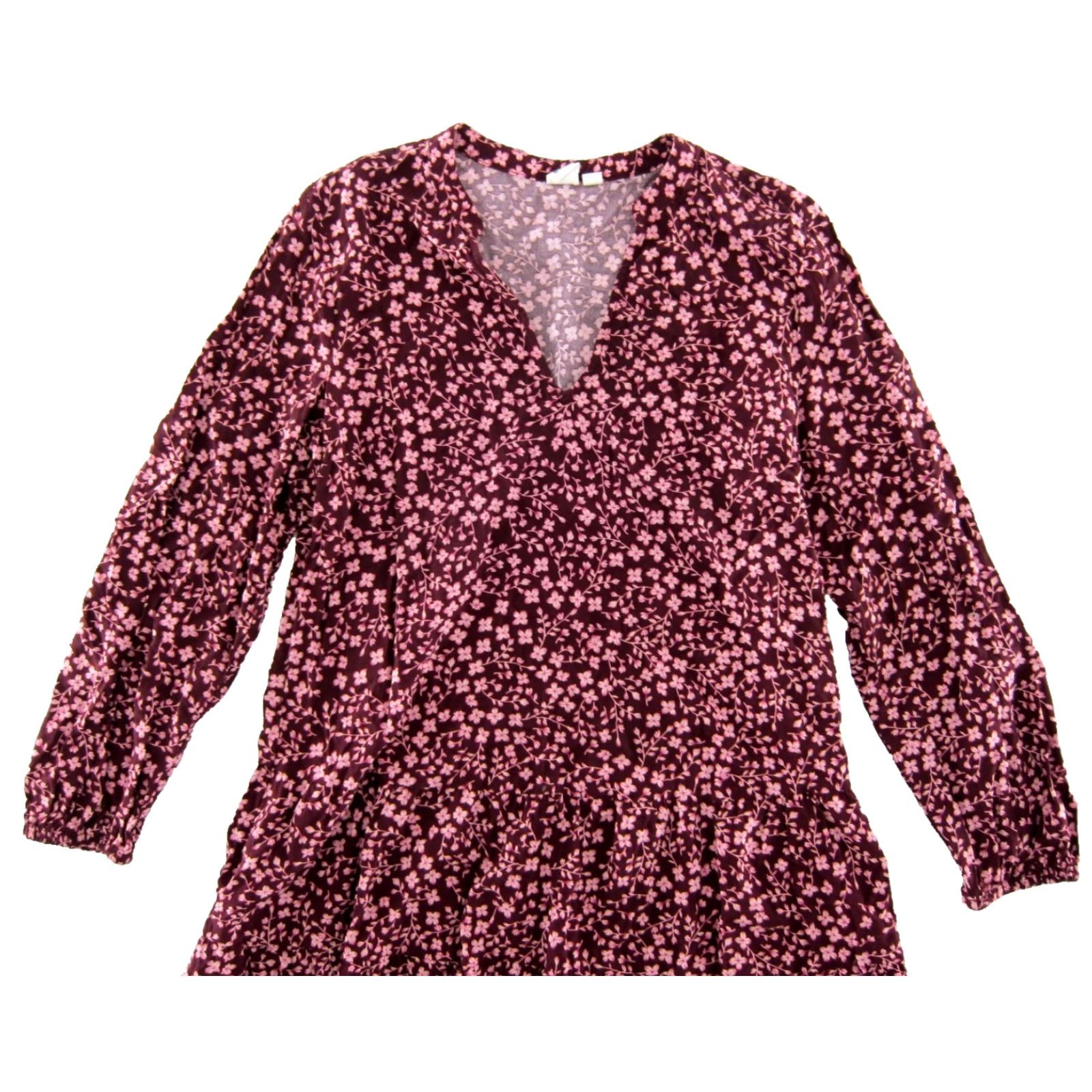 Gap GAP Dress Pink Floral Long Sleeve V-Neck Tunic Smock 100% Rayon Small Women Size S / US 4 / IT 40 - 4 Thumbnail